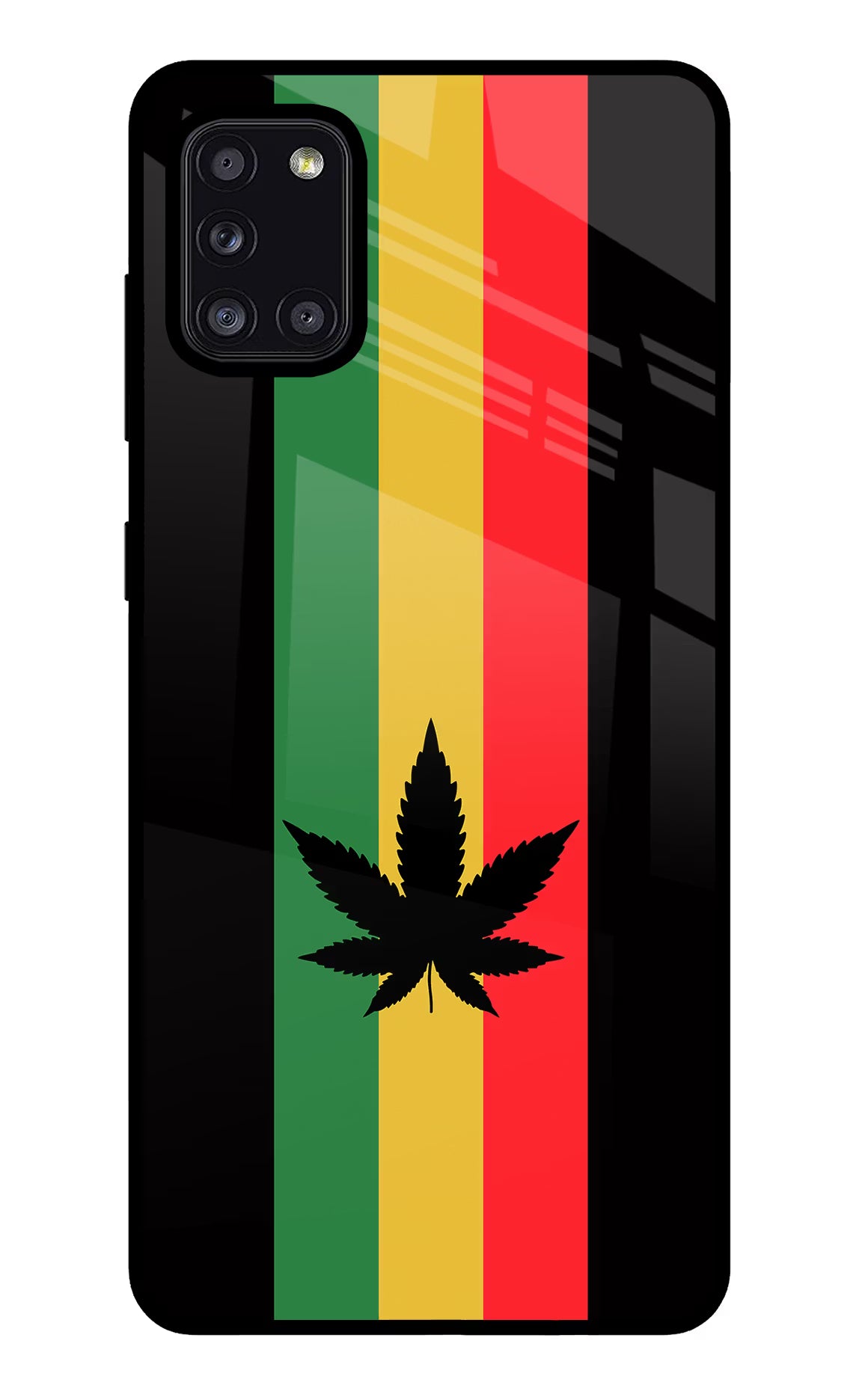 Weed Flag Samsung A31 Back Cover - Weed Flag Samsung A31 Glass Case Back Cover by Casekaro Weed Flag Samsung A31 Glass Case Back Cover by Casekaro