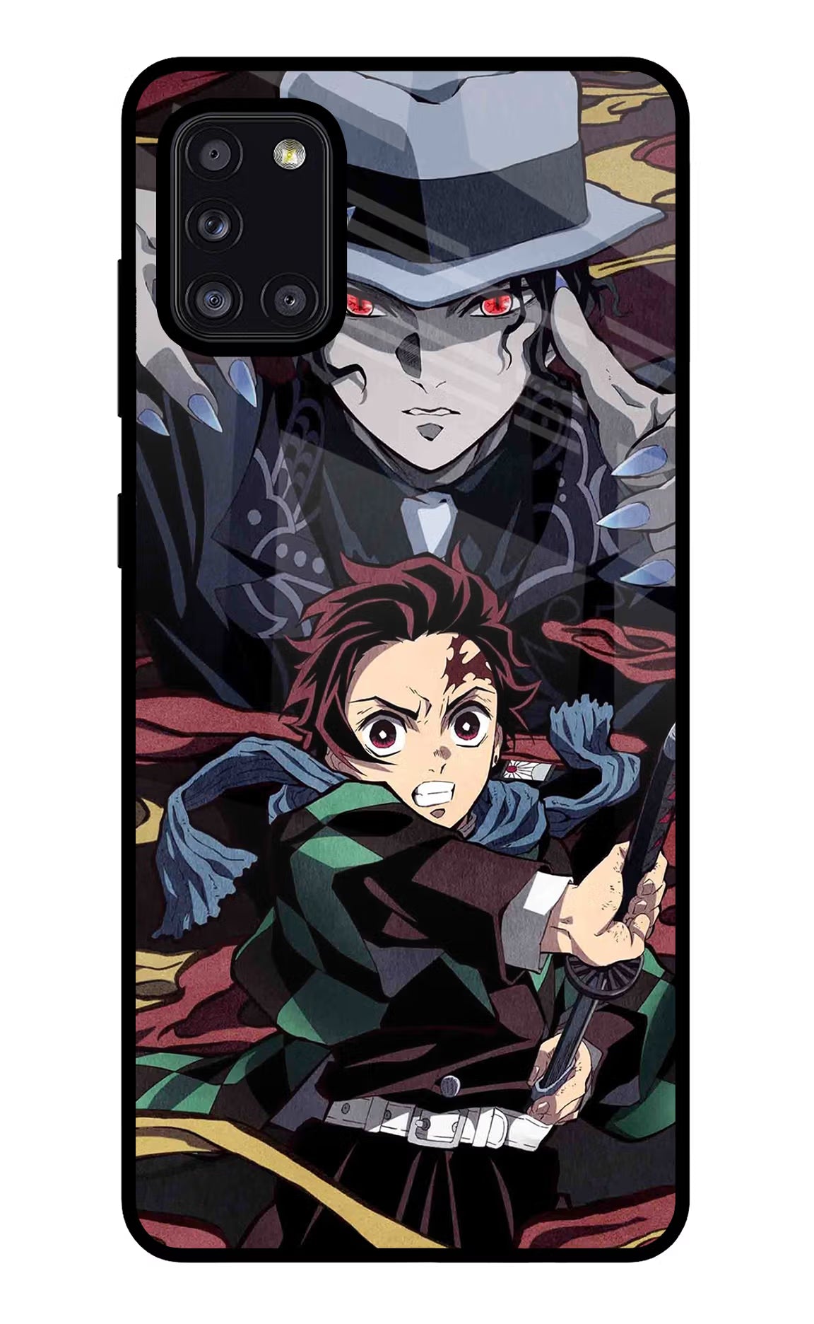 Demon Slayer Samsung A31 Back Cover - Demon Slayer Samsung A31 Glass Case Back Cover by Casekaro Demon Slayer Samsung A31 Glass Case Back Cover by Casekaro