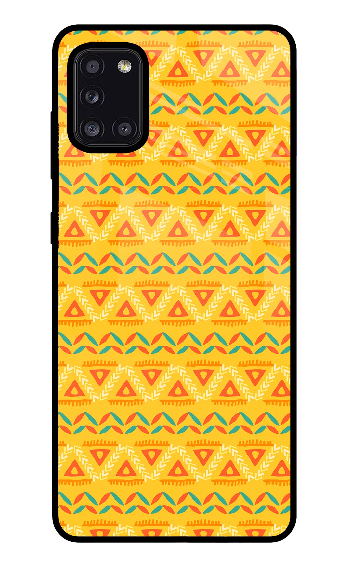 Tribal Pattern Samsung A31 Back Cover - Tribal Pattern Samsung A31 Glass Case Back Cover by Casekaro Tribal Pattern Samsung A31 Glass Case Back Cover by Casekaro