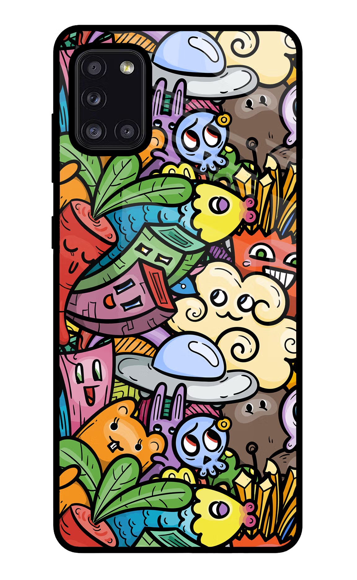 Veggie Doodle Samsung A31 Glass Case - Veggie Doodle Samsung A31 Glass Case Veggie Doodle Samsung A31 Glass Case