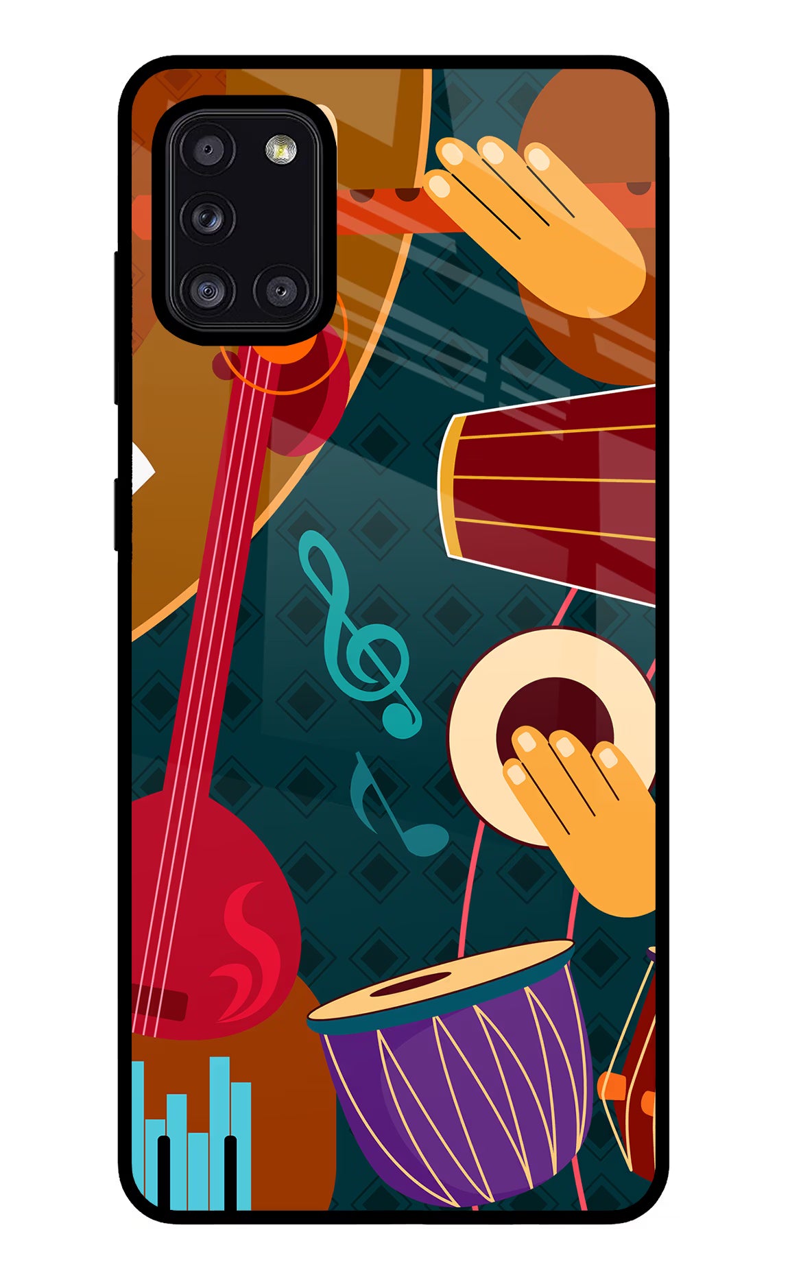 Music Instrument Samsung A31 Back Cover - Music Instrument Samsung A31 Glass Case Back Cover by Casekaro Music Instrument Samsung A31 Glass Case Back Cover by Casekaro