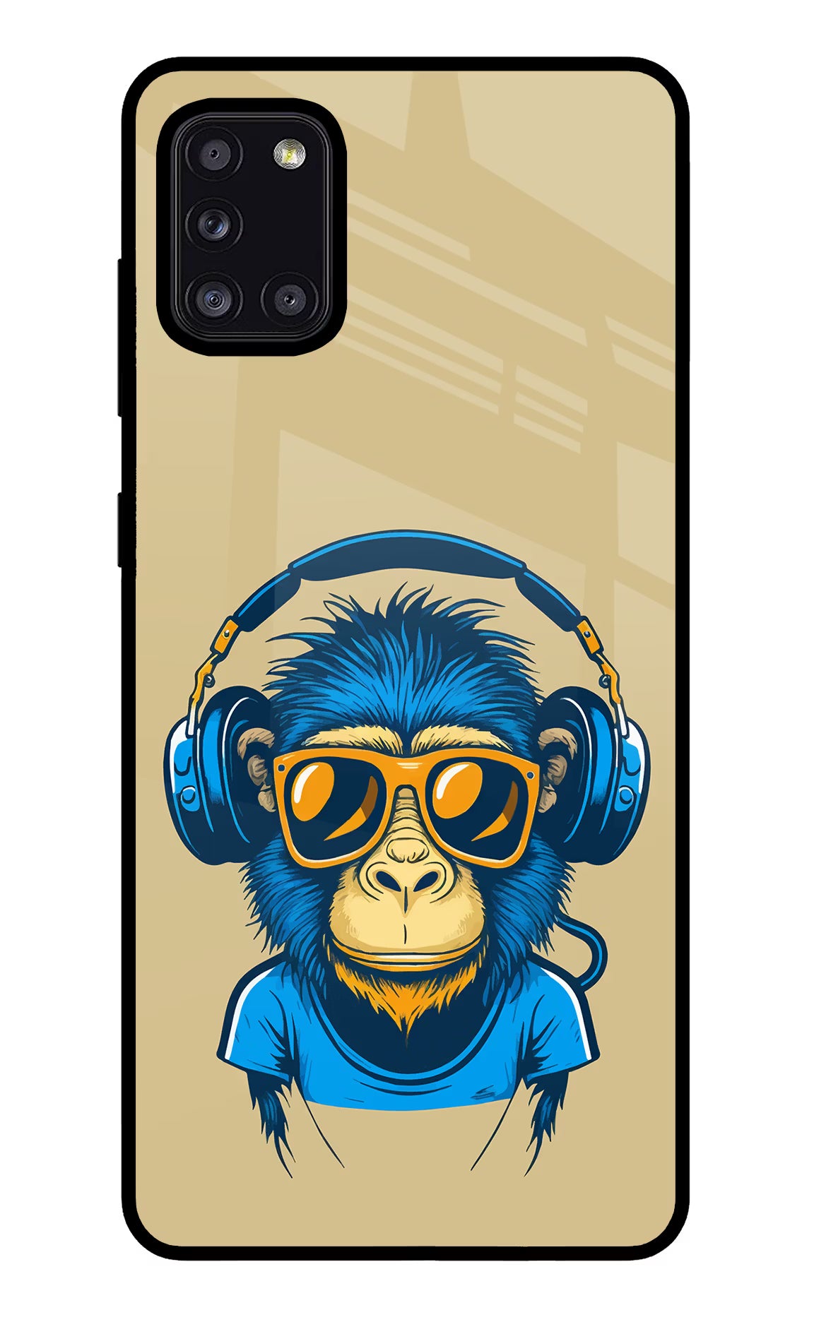 Monkey Headphone Samsung A31 Back Cover - Monkey Headphone Samsung A31 Glass Case Back Cover by Casekaro Monkey Headphone Samsung A31 Glass Case Back Cover by Casekaro