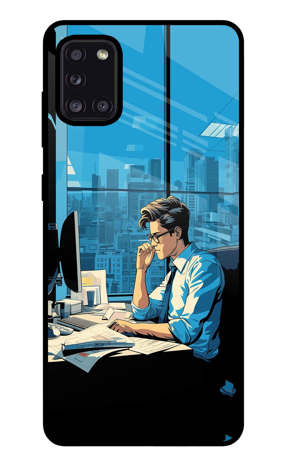 Focused Hustler (AI Generated) Samsung A31 Back Cover - Focused Hustler (AI Generated) Samsung A31 Glass Case Back Cover by Casekaro Focused Hustler (AI Generated) Samsung A31 Glass Case Back Cover by Casekaro