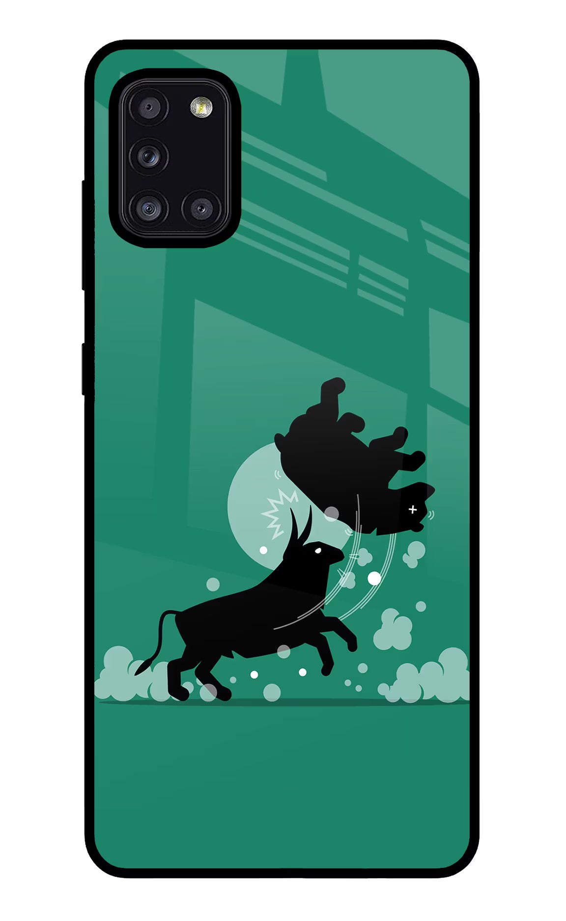 Bull Conqueror Samsung A31 Back Cover - Bull Conqueror Samsung A31 Glass Case Back Cover by Casekaro Bull Conqueror Samsung A31 Glass Case Back Cover by Casekaro