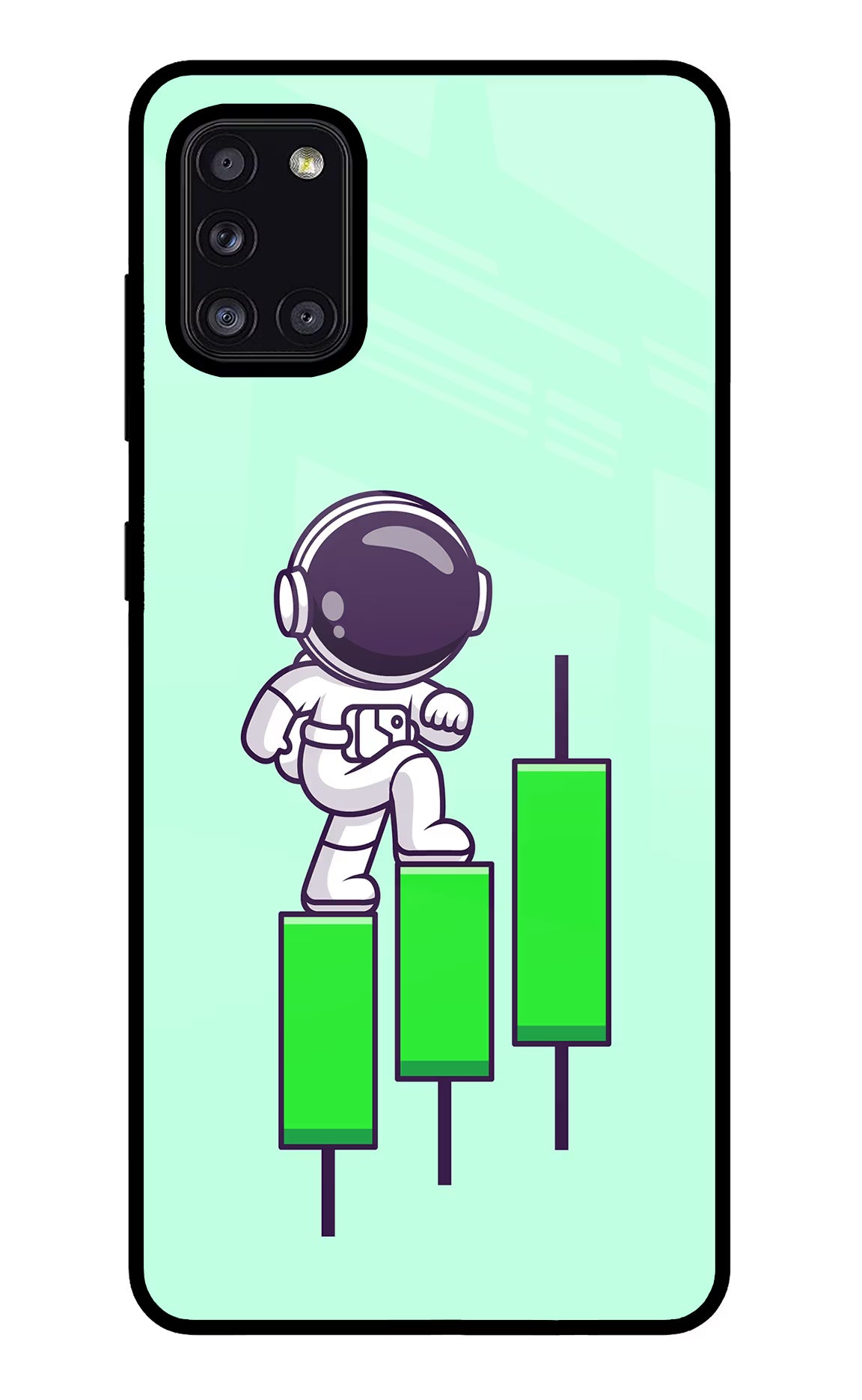 Astronaut Trader Samsung A31 Back Cover - Astronaut Trader Samsung A31 Glass Case Back Cover by Casekaro Astronaut Trader Samsung A31 Glass Case Back Cover by Casekaro
