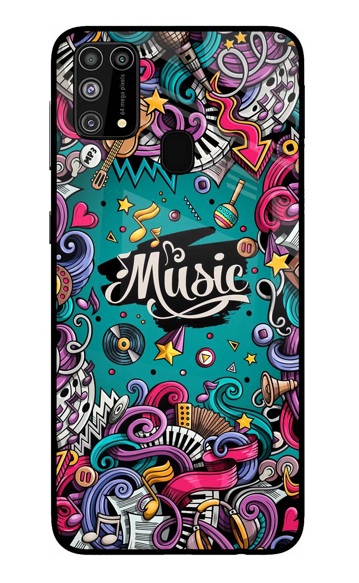 Music Graffiti Samsung M31/F41 Glass Case - Music Graffiti Samsung M31/F41 Glass Case Music Graffiti Samsung M31/F41 Glass Case