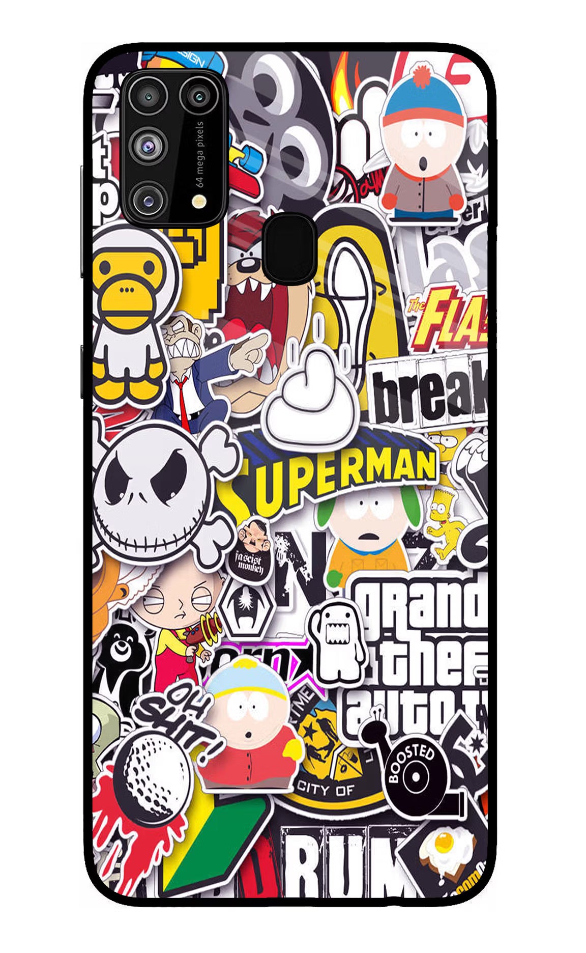 Sticker Bomb Samsung M31/F41 Back Cover - Sticker Bomb Samsung M31/F41 Glass Case Back Cover by Casekaro Sticker Bomb Samsung M31/F41 Glass Case Back Cover by Casekaro