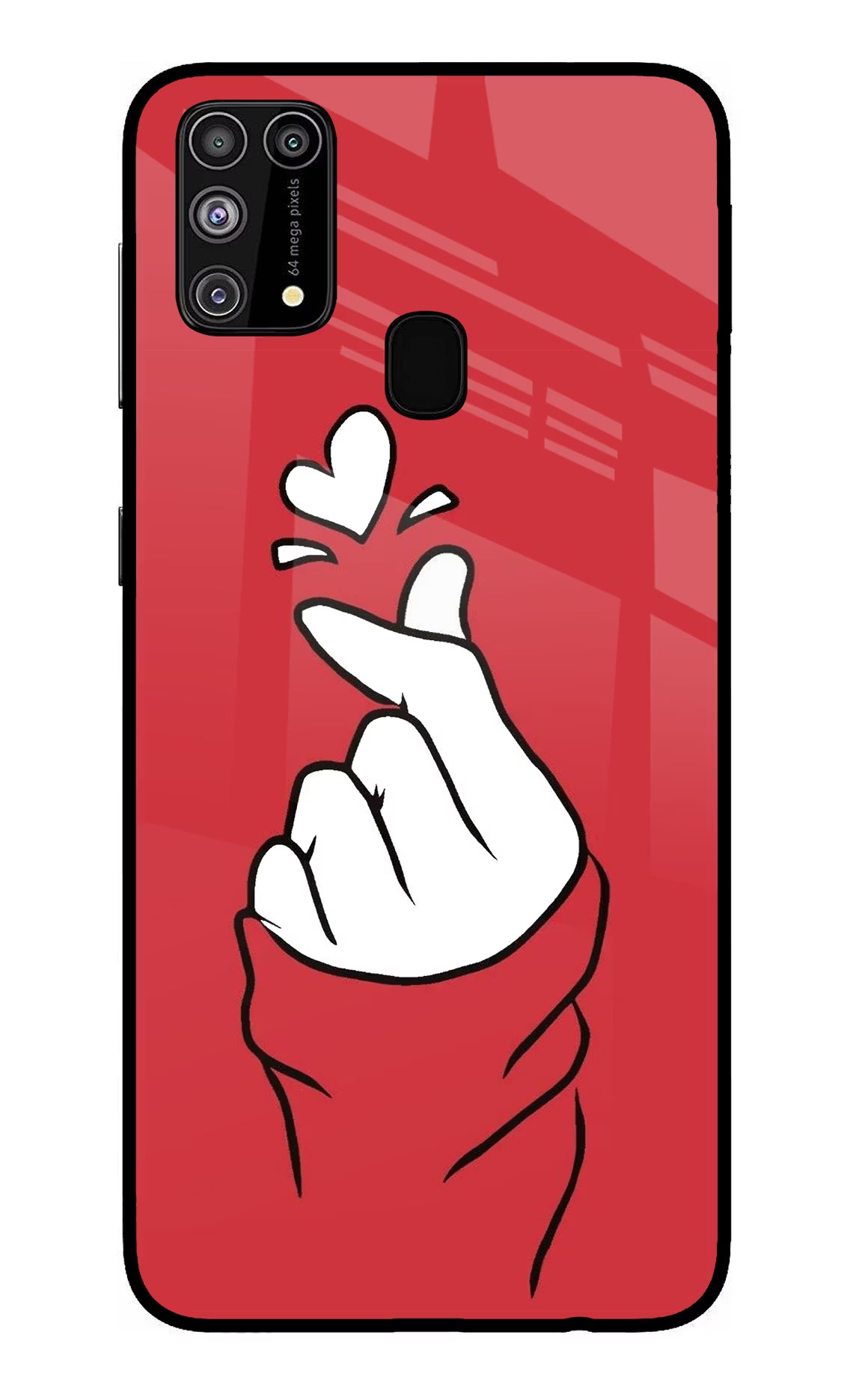 Korean Love Sign Samsung M31/F41 Back Cover - Korean Love Sign Samsung M31/F41 Glass Case Back Cover by Casekaro Korean Love Sign Samsung M31/F41 Glass Case Back Cover by Casekaro