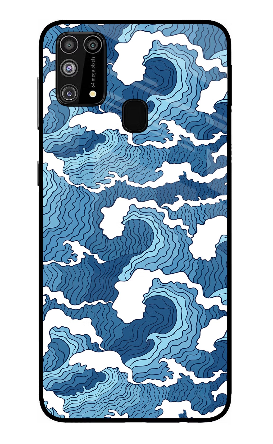 Blue Waves Samsung M31/F41 Back Cover - Blue Waves Samsung M31/F41 Glass Case Back Cover by Casekaro Blue Waves Samsung M31/F41 Glass Case Back Cover by Casekaro