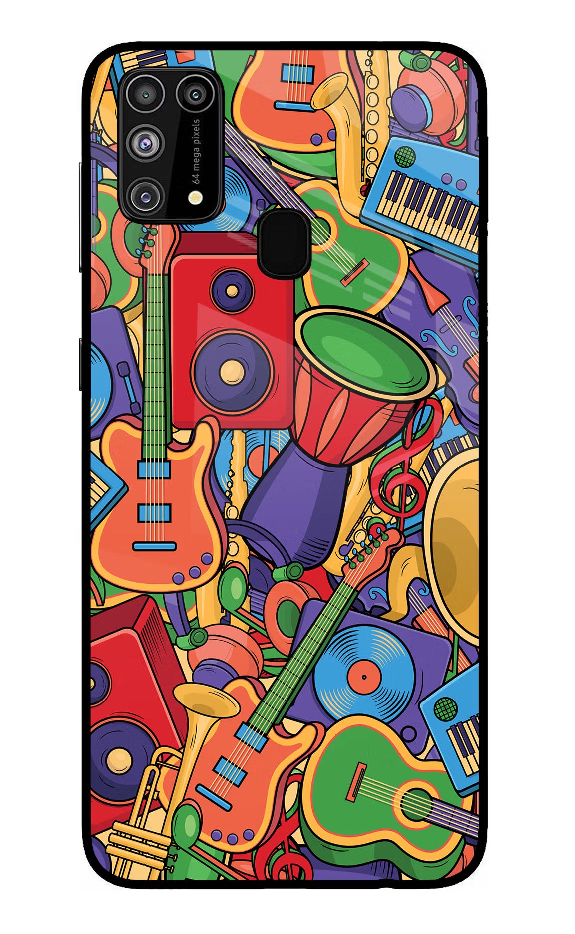 Music Instrument Doodle Samsung M31/F41 Back Cover - Music Instrument Doodle Samsung M31/F41 Glass Case Back Cover by Casekaro Music Instrument Doodle Samsung M31/F41 Glass Case Back Cover by Casekaro