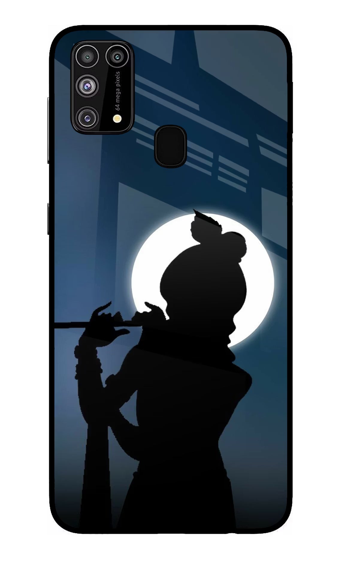 Shri Krishna Silhouette Samsung M31/F41 Back Cover - Shri Krishna Silhouette Samsung M31/F41 Glass Case Back Cover by Casekaro Shri Krishna Silhouette Samsung M31/F41 Glass Case Back Cover by Casekaro