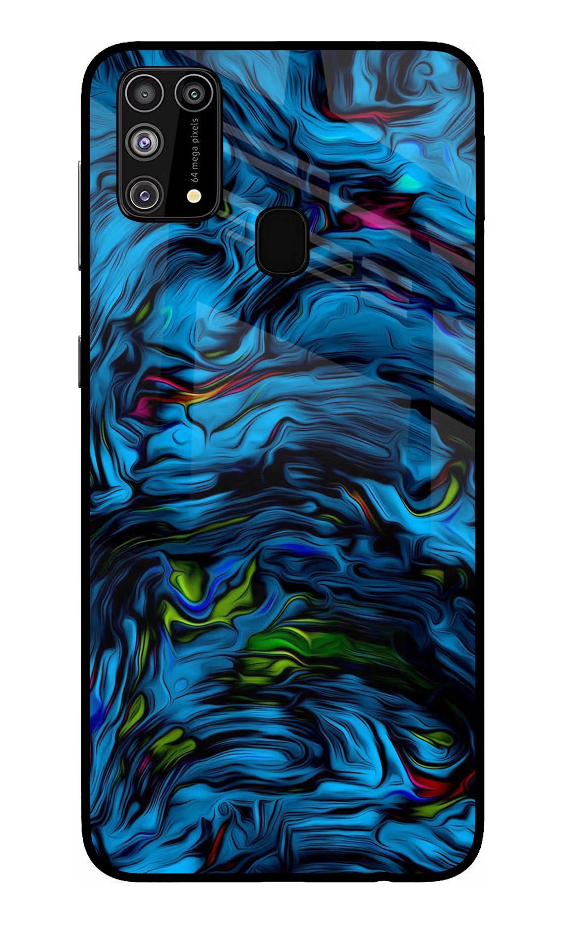 Dark Blue Abstract Samsung M31/F41 Back Cover - Dark Blue Abstract Samsung M31/F41 Glass Case Back Cover by Casekaro Dark Blue Abstract Samsung M31/F41 Glass Case Back Cover by Casekaro