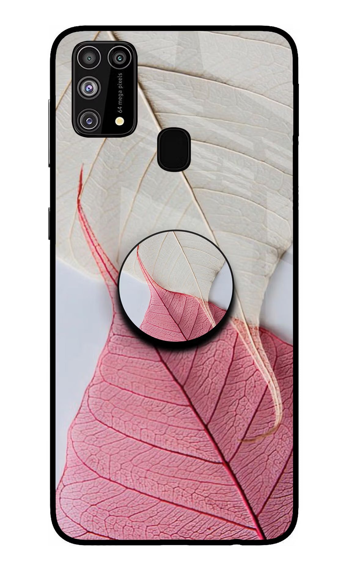 White Pink Leaf Samsung M31/F41 Glass Case - White Pink Leaf Samsung M31/F41 Glass Case White Pink Leaf Samsung M31/F41 Glass Case