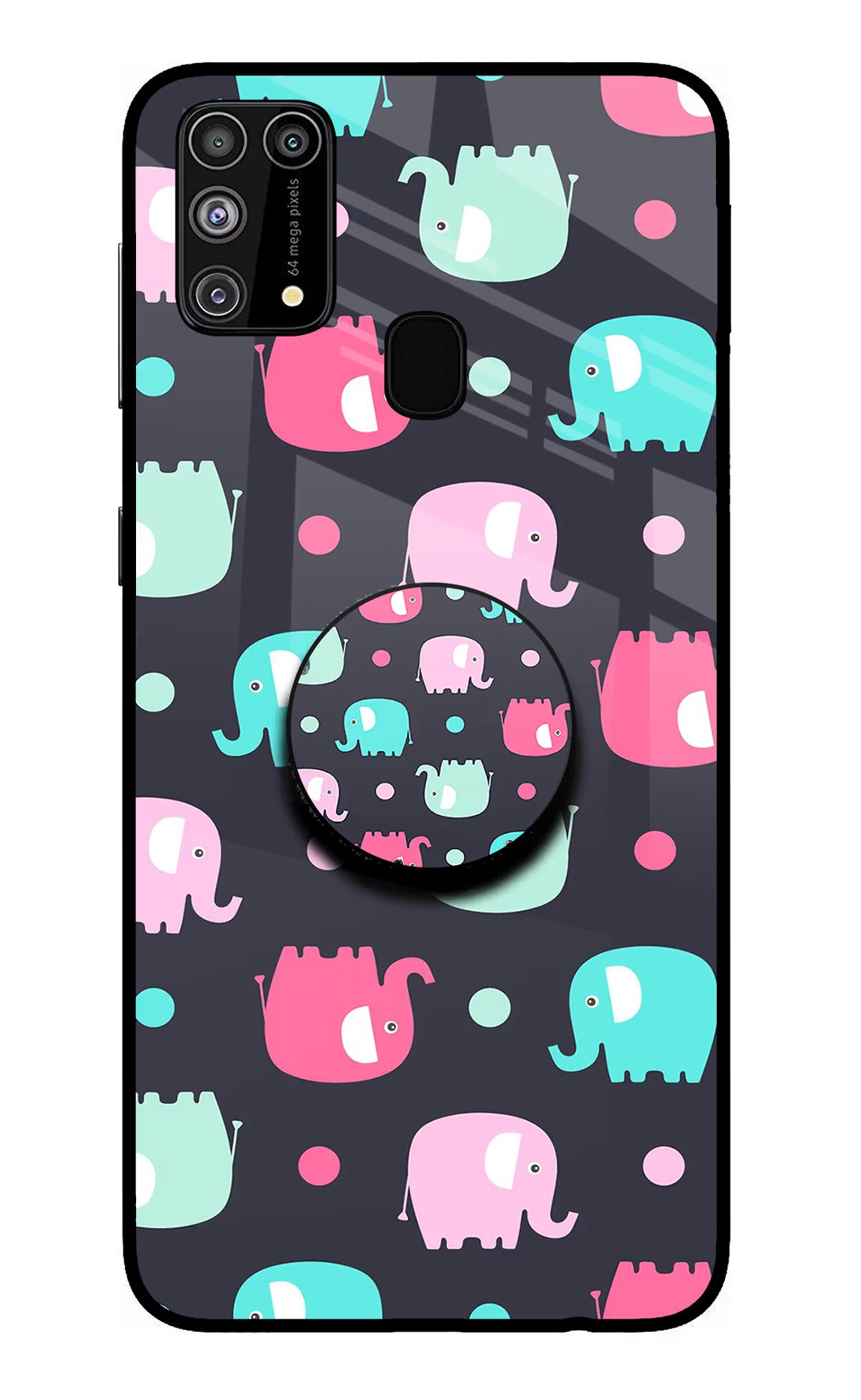 Baby Elephants Samsung M31/F41 Glass Case - Baby Elephants Samsung M31/F41 Glass Case Baby Elephants Samsung M31/F41 Glass Case
