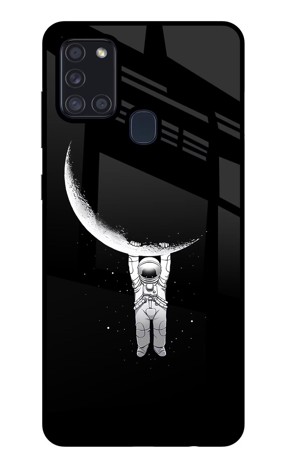 Moon Space Samsung A21s Back Cover - Moon Space Samsung A21s Glass Case Back Cover by Casekaro Moon Space Samsung A21s Glass Case Back Cover by Casekaro