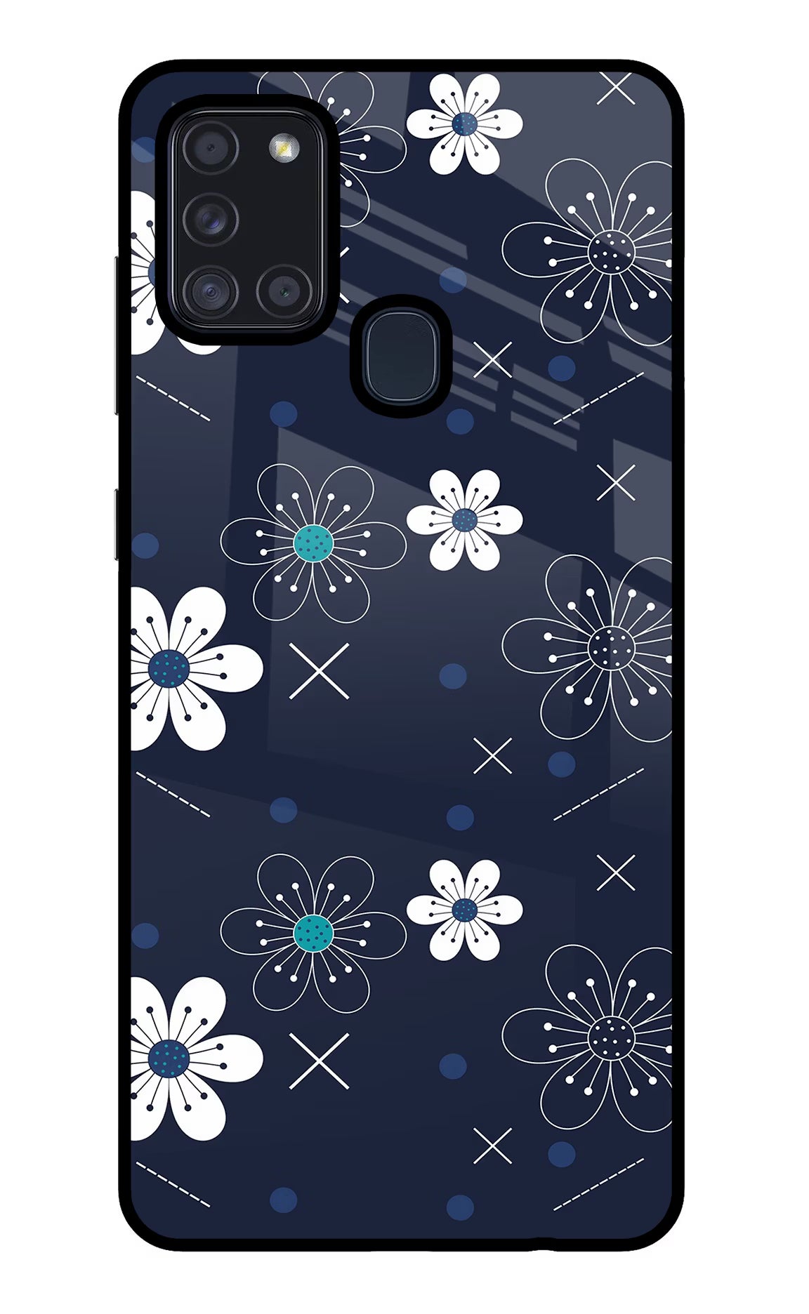Flowers Samsung A21s Back Cover - Flowers Samsung A21s Glass Case Back Cover by Casekaro Flowers Samsung A21s Glass Case Back Cover by Casekaro