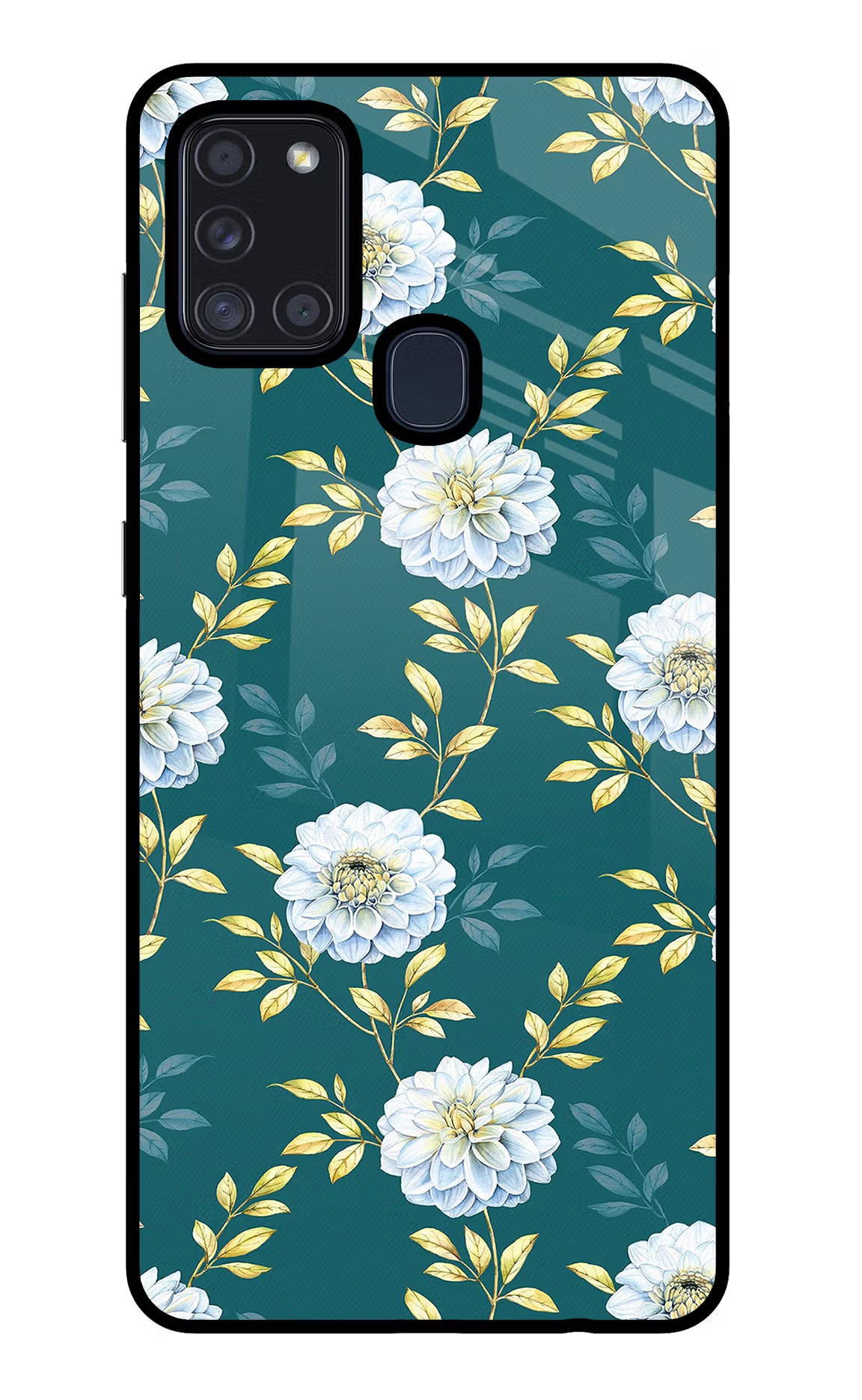 Flowers Samsung A21s Back Cover - Flowers Samsung A21s Glass Case Back Cover by Casekaro Flowers Samsung A21s Glass Case Back Cover by Casekaro