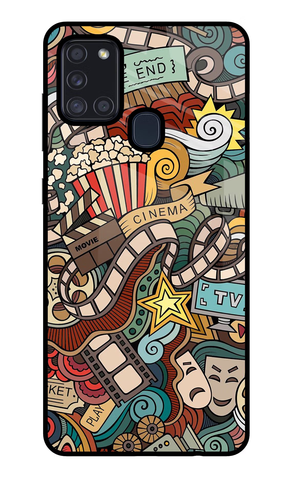 Cinema Abstract Samsung A21s Back Cover - Cinema Abstract Samsung A21s Glass Case Back Cover by Casekaro Cinema Abstract Samsung A21s Glass Case Back Cover by Casekaro
