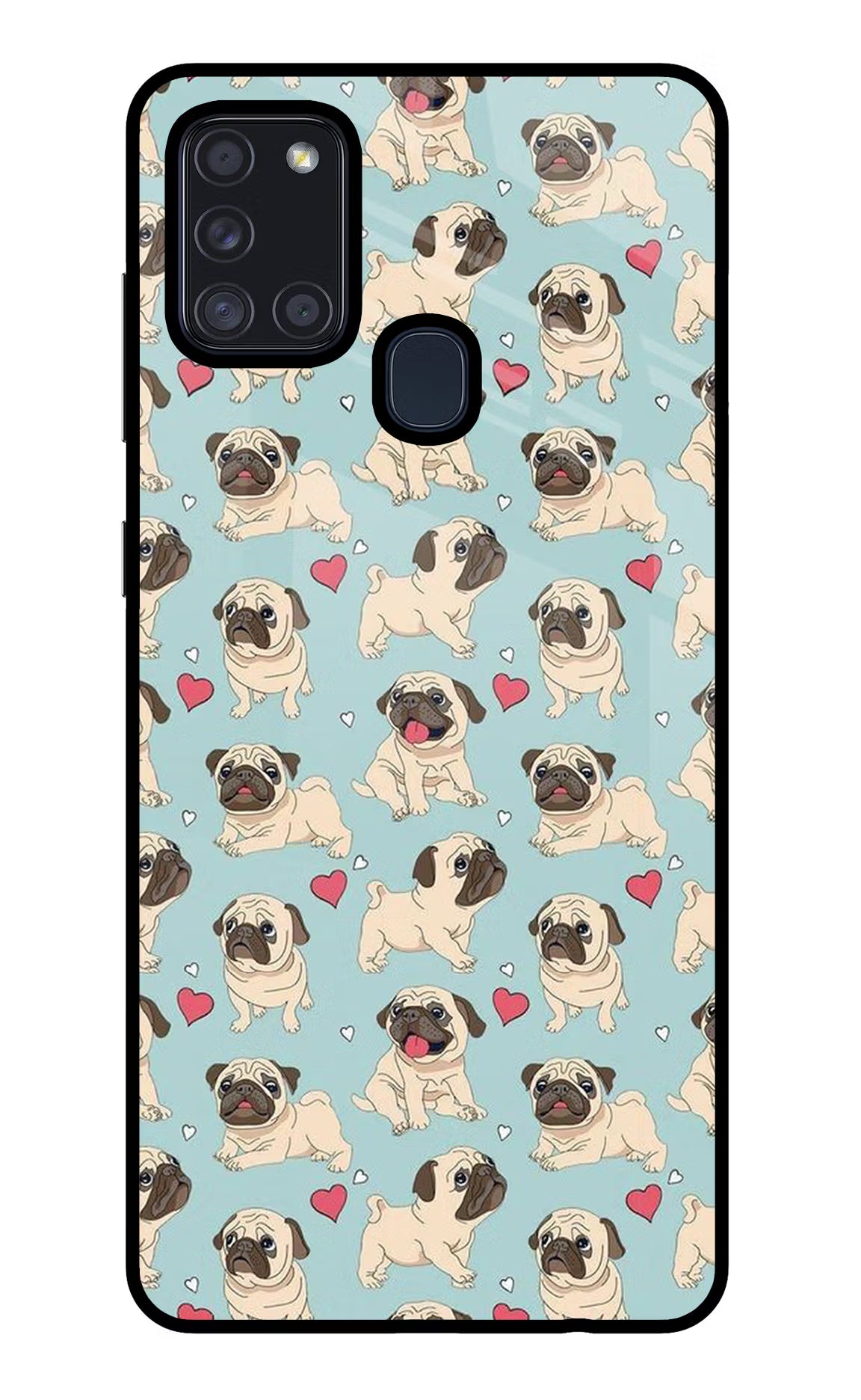 Pug Dog Samsung A21s Back Cover - Pug Dog Samsung A21s Glass Case Back Cover by Casekaro Pug Dog Samsung A21s Glass Case Back Cover by Casekaro