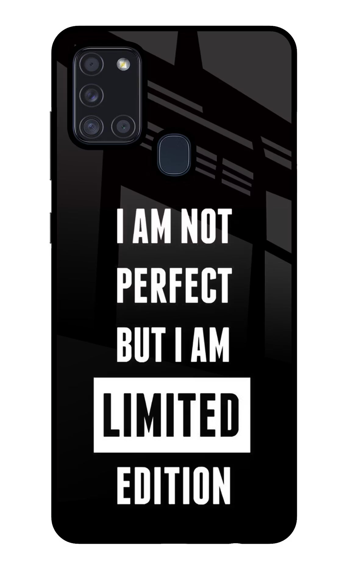 I Am Not Perfect But I Am Limited Edition Samsung A21s Back Cover - I Am Not Perfect But I Am Limited Edition Samsung A21s Glass Case Back Cover by Casekaro I Am Not Perfect But I Am Limited Edition Samsung A21s Glass Case Back Cover by Casekaro