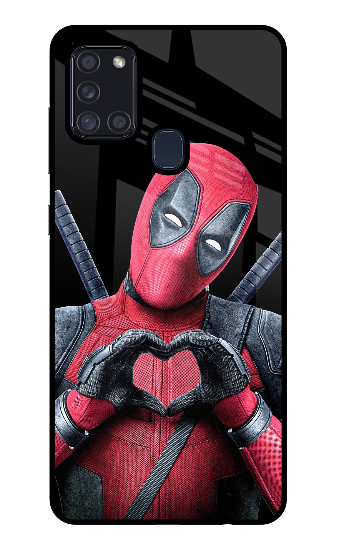 Deadpool Samsung A21s Back Cover - Deadpool Samsung A21s Glass Case Back Cover by Casekaro Deadpool Samsung A21s Glass Case Back Cover by Casekaro