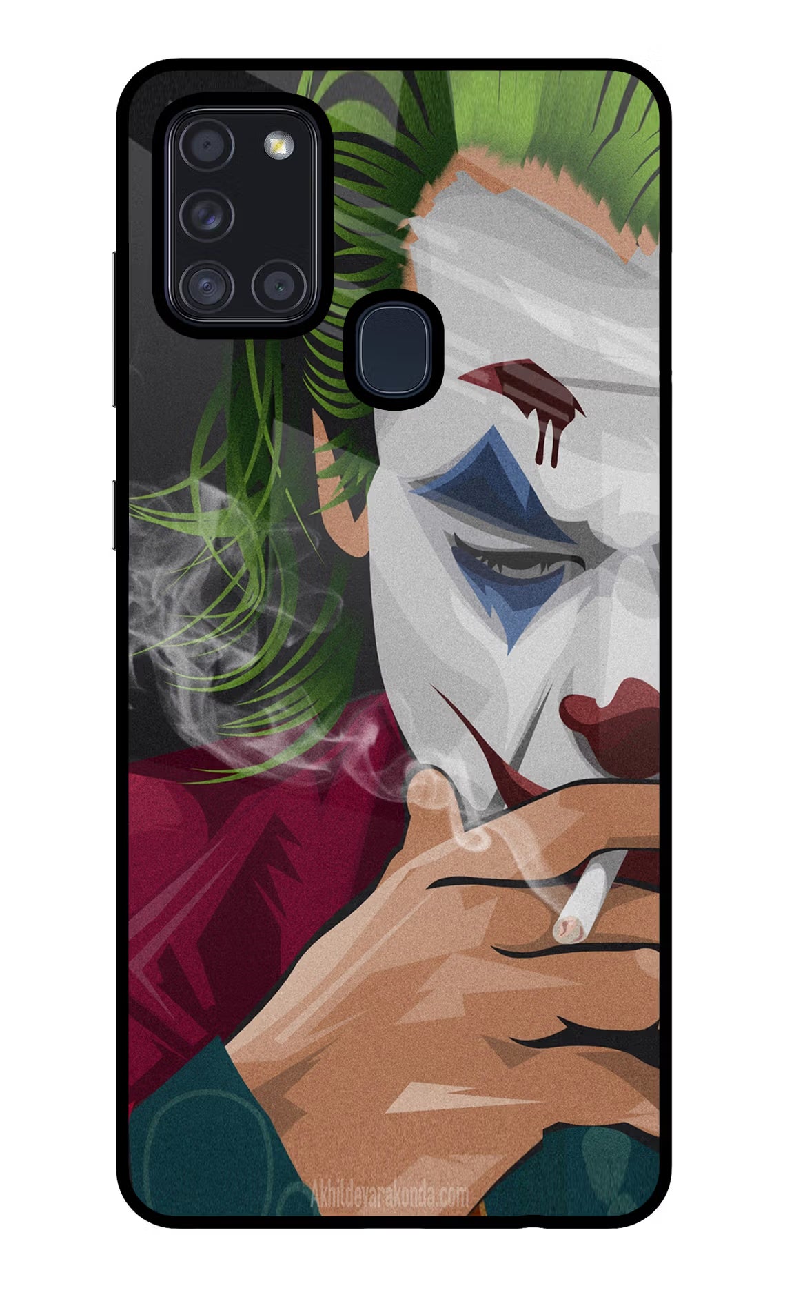 Joker Smoking Samsung A21s Back Cover - Joker Smoking Samsung A21s Glass Case Back Cover by Casekaro Joker Smoking Samsung A21s Glass Case Back Cover by Casekaro