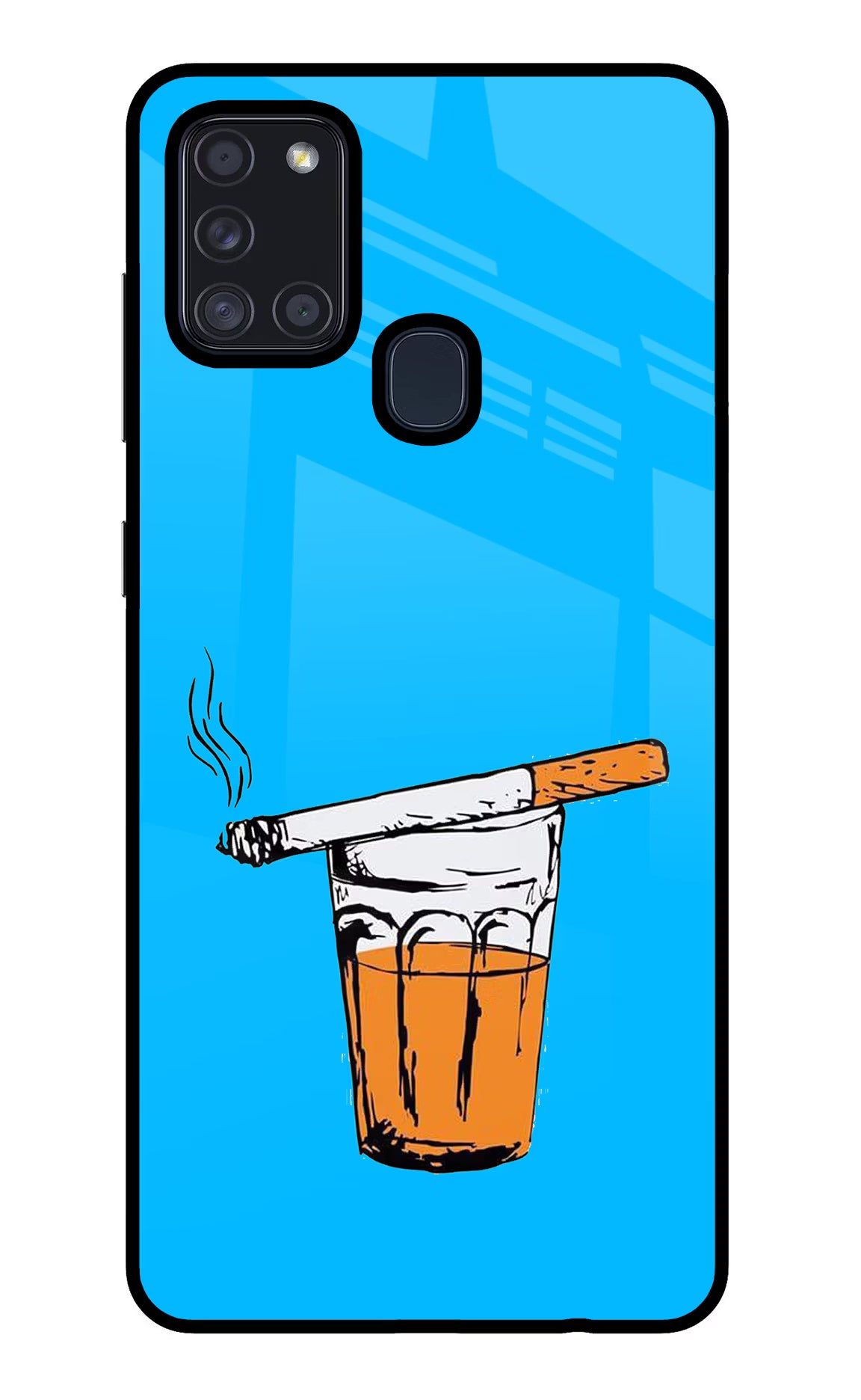 Chai Sutta Samsung A21s Back Cover - Chai Sutta Samsung A21s Glass Case Back Cover by Casekaro Chai Sutta Samsung A21s Glass Case Back Cover by Casekaro