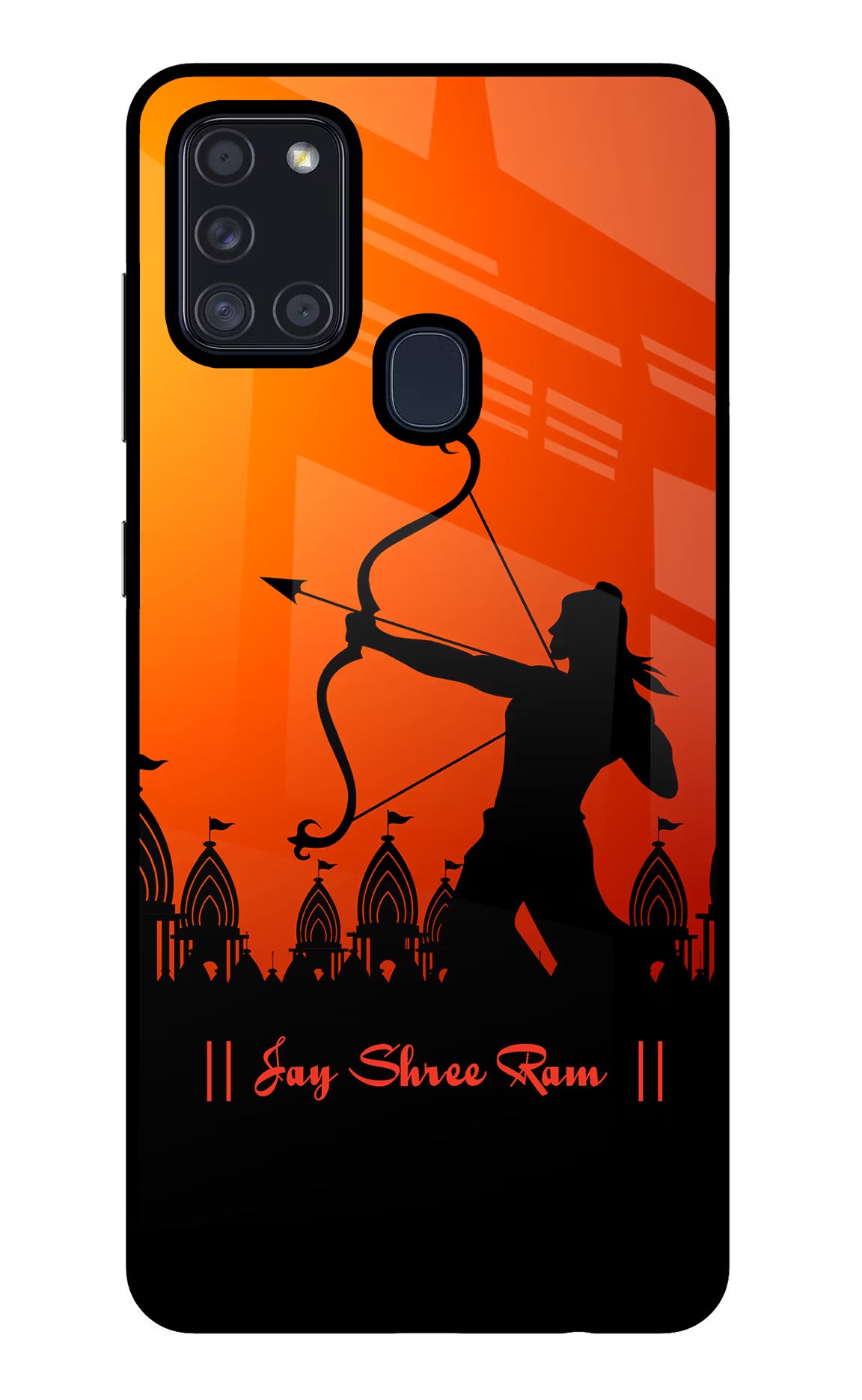 Lord Ram - 4 Samsung A21s Back Cover - Lord Ram - 4 Samsung A21s Glass Case Back Cover by Casekaro Lord Ram - 4 Samsung A21s Glass Case Back Cover by Casekaro