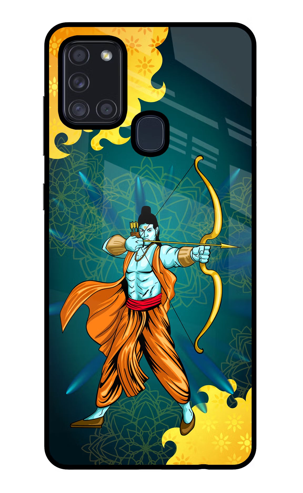 Lord Ram - 6 Samsung A21s Back Cover - Lord Ram - 6 Samsung A21s Glass Case Back Cover by Casekaro Lord Ram - 6 Samsung A21s Glass Case Back Cover by Casekaro