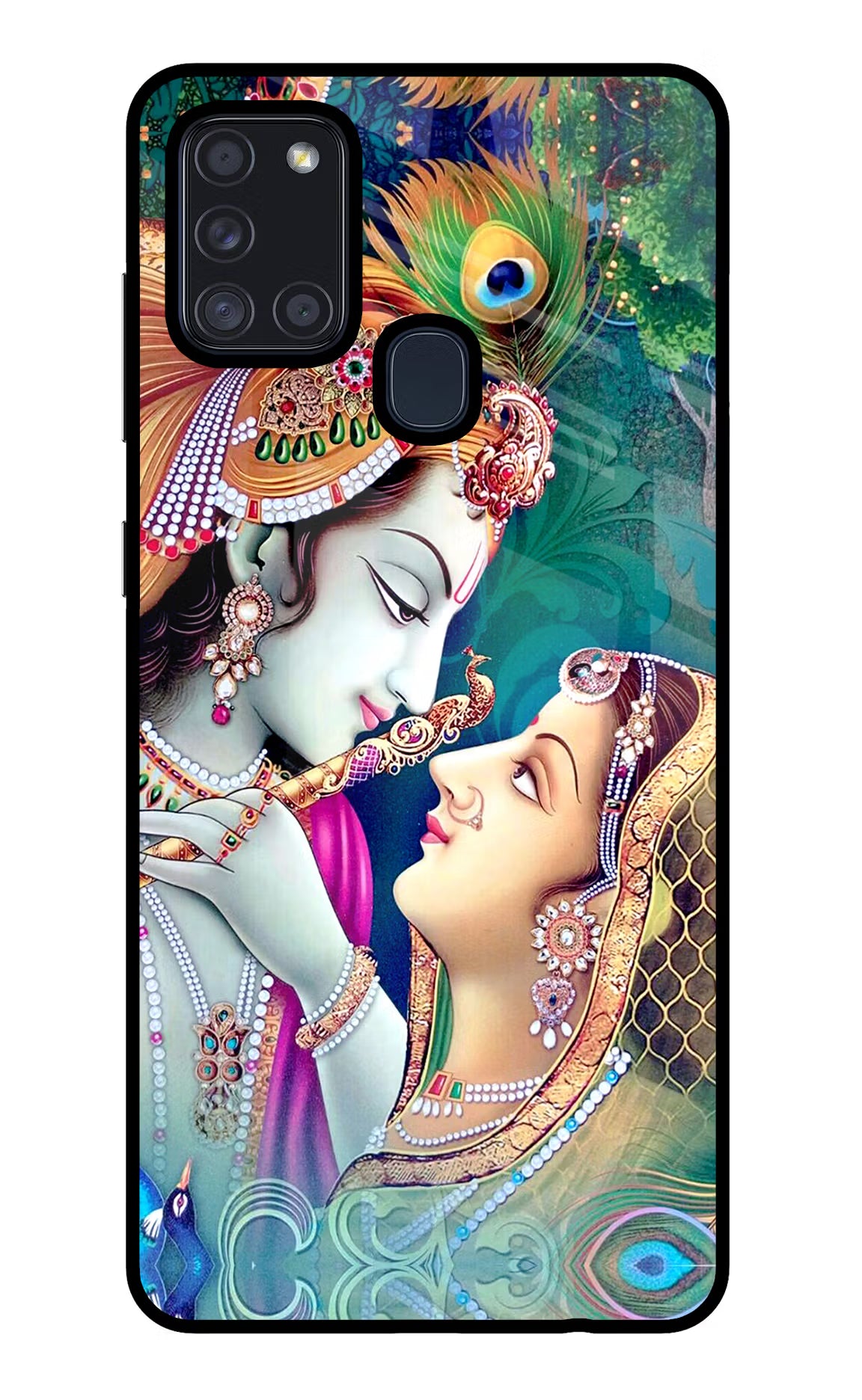 Lord Radha Krishna Samsung A21s Back Cover - Lord Radha Krishna Samsung A21s Glass Case Back Cover by Casekaro Lord Radha Krishna Samsung A21s Glass Case Back Cover by Casekaro