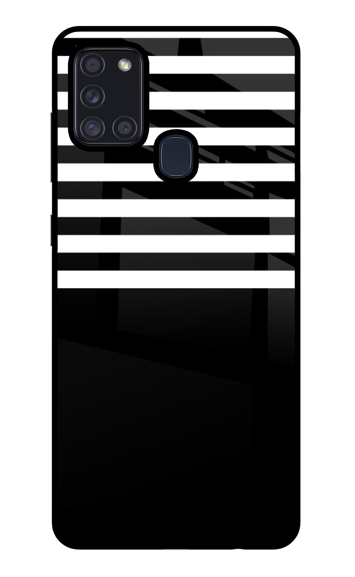 Black and White Print Samsung A21s Back Cover - Black and White Print Samsung A21s Glass Case Back Cover by Casekaro Black and White Print Samsung A21s Glass Case Back Cover by Casekaro