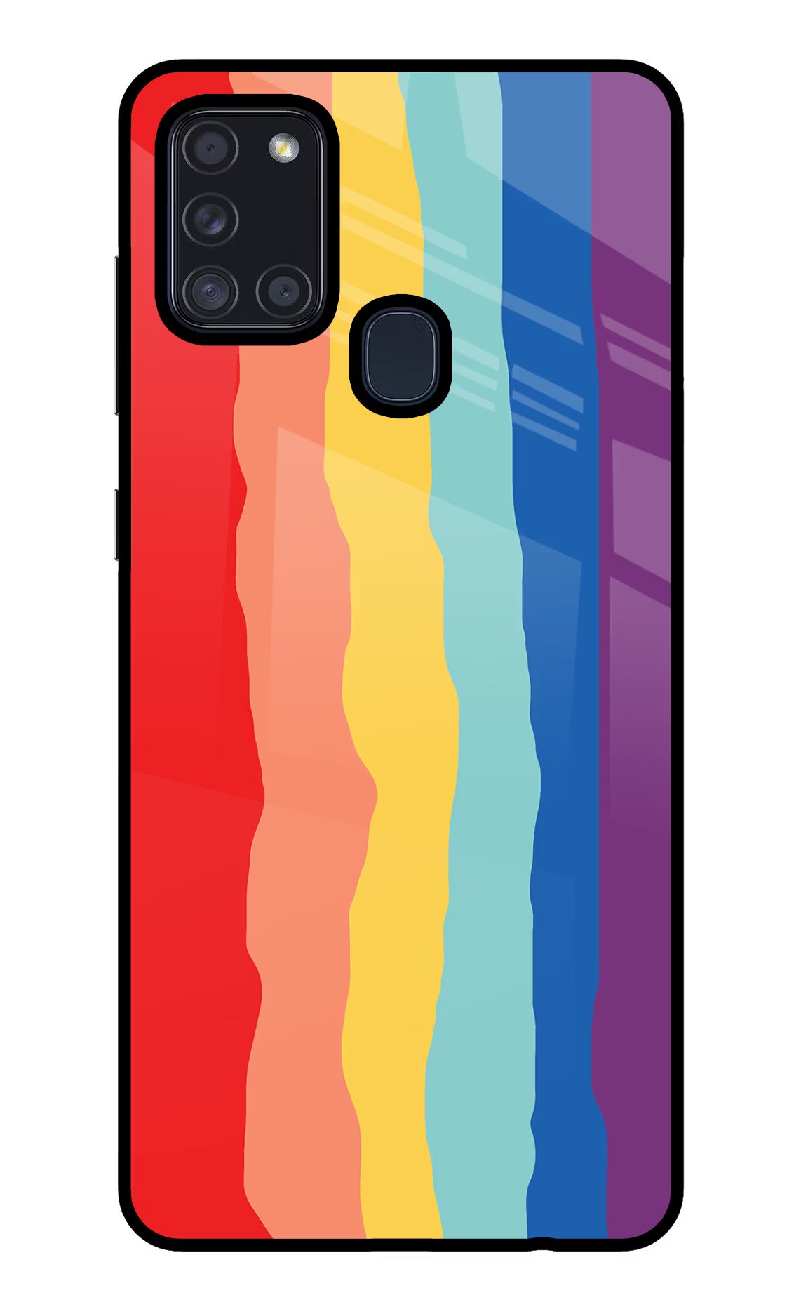 Rainbow Samsung A21s Back Cover - Rainbow Samsung A21s Glass Case Back Cover by Casekaro Rainbow Samsung A21s Glass Case Back Cover by Casekaro