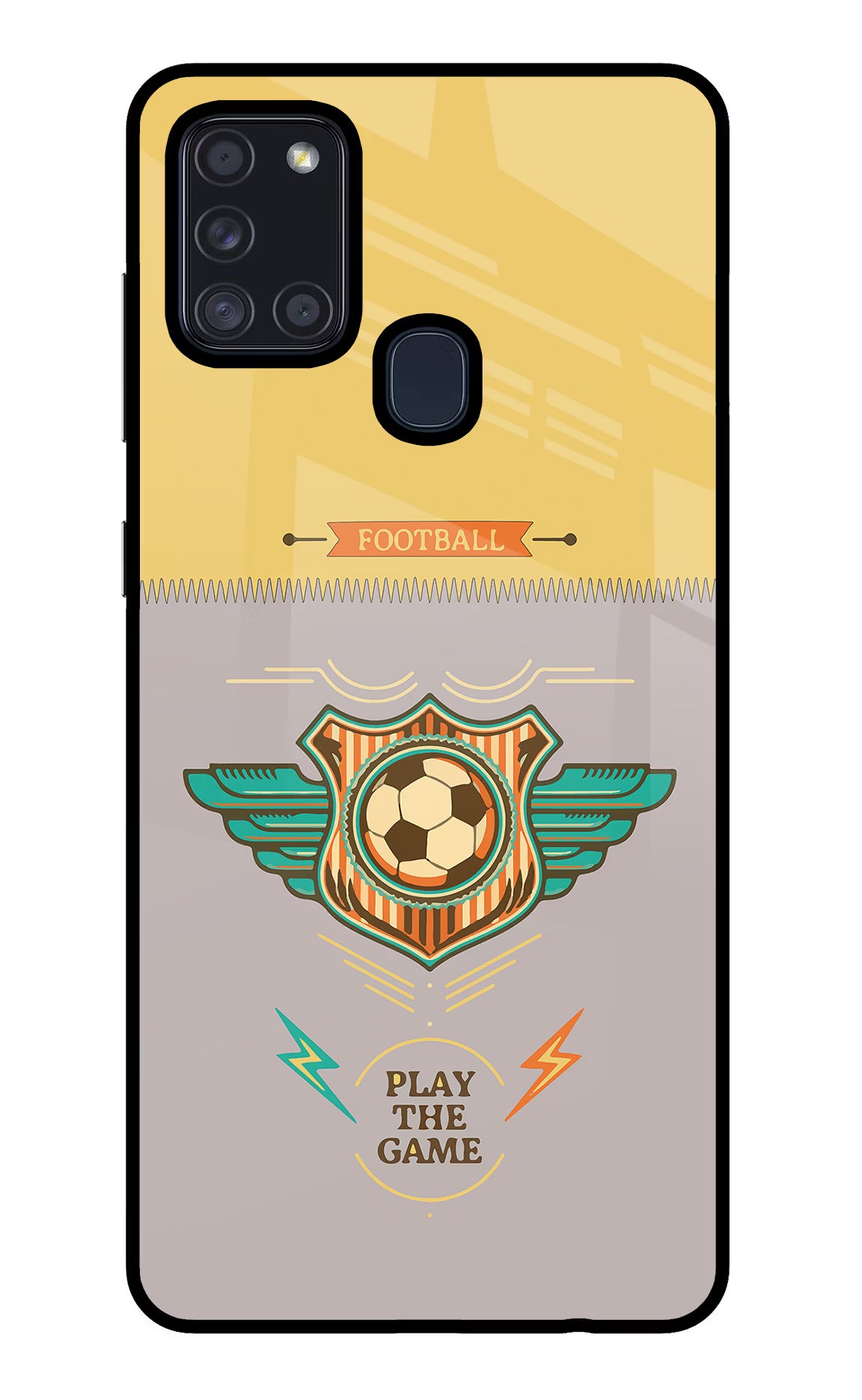 Football Samsung A21s Back Cover - Football Samsung A21s Glass Case Back Cover by Casekaro Football Samsung A21s Glass Case Back Cover by Casekaro