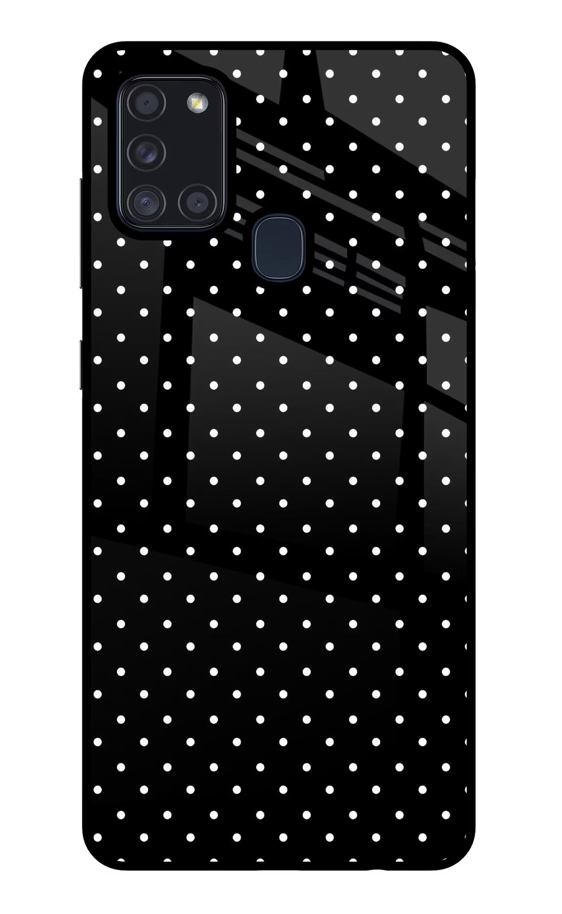 White Dots Samsung A21s Back Cover - White Dots Samsung A21s Glass Case Back Cover by Casekaro White Dots Samsung A21s Glass Case Back Cover by Casekaro