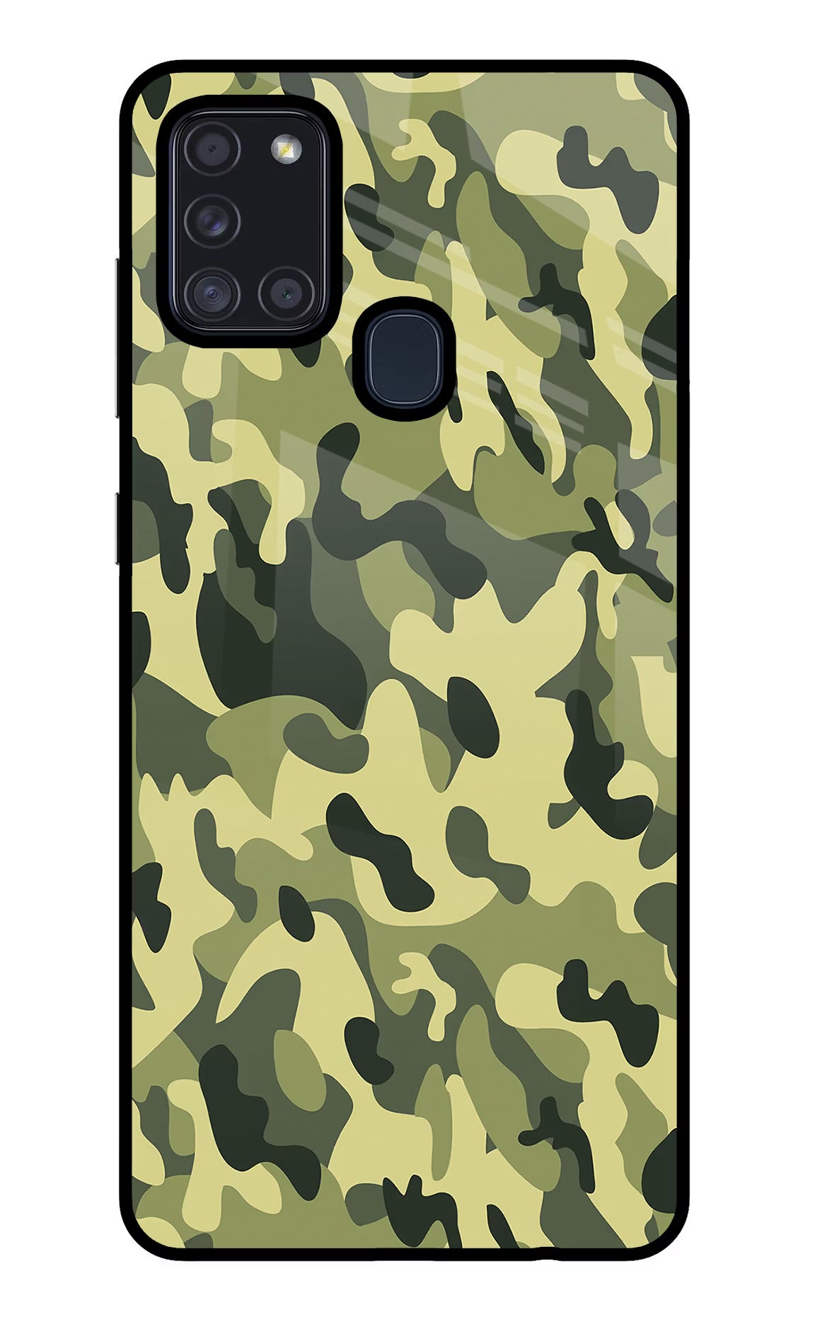 Camouflage Samsung A21s Back Cover - Camouflage Samsung A21s Glass Case Back Cover by Casekaro Camouflage Samsung A21s Glass Case Back Cover by Casekaro
