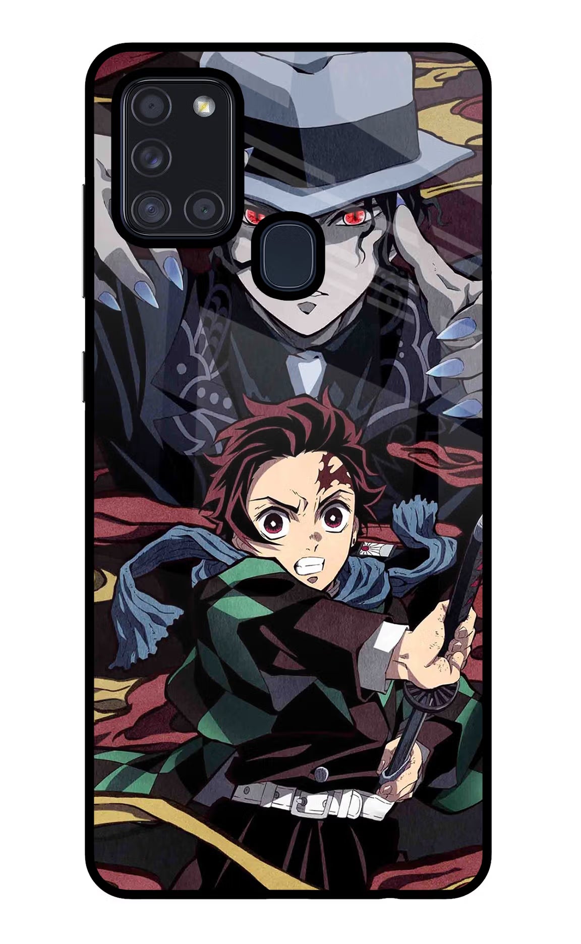Demon Slayer Samsung A21s Back Cover - Demon Slayer Samsung A21s Glass Case Back Cover by Casekaro Demon Slayer Samsung A21s Glass Case Back Cover by Casekaro