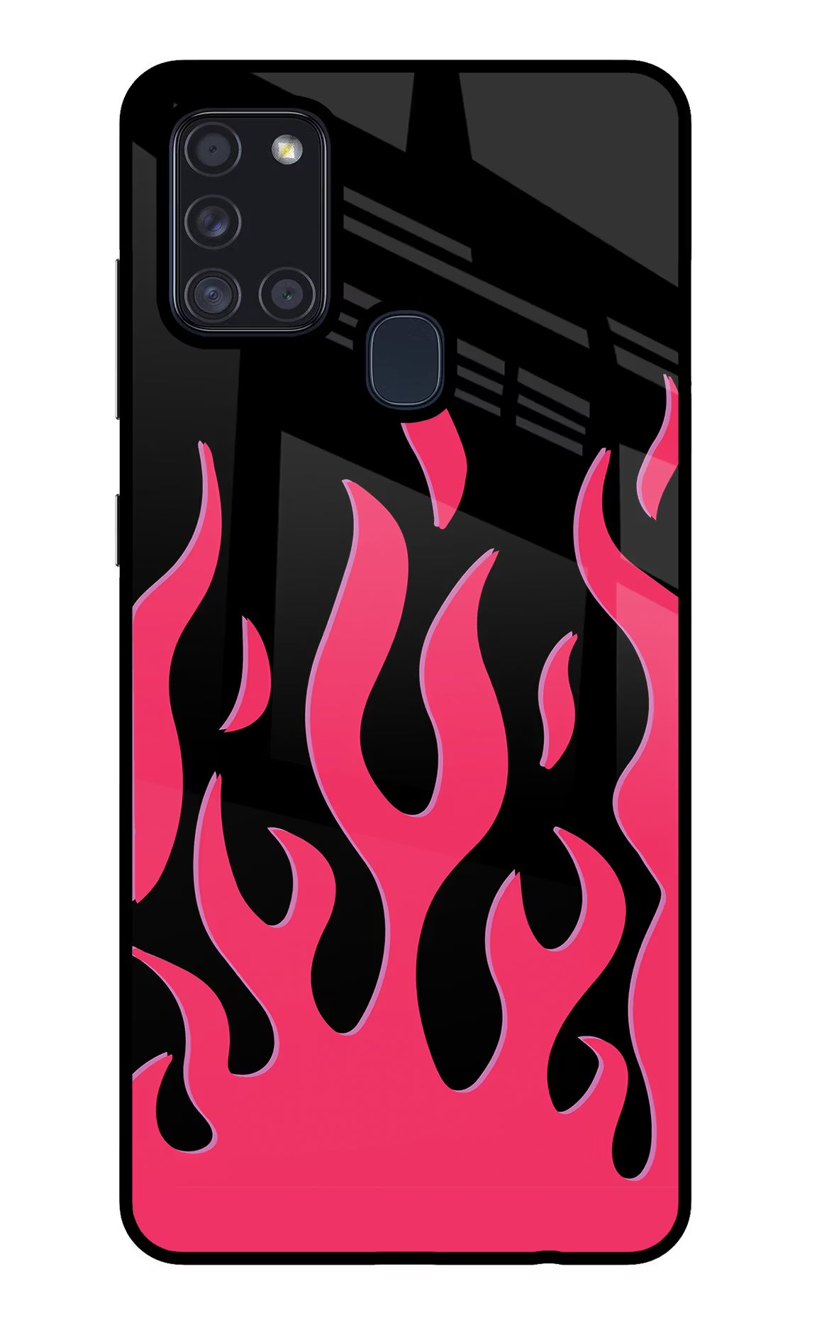 Fire Flames Samsung A21s Back Cover - Fire Flames Samsung A21s Glass Case Back Cover by Casekaro Fire Flames Samsung A21s Glass Case Back Cover by Casekaro