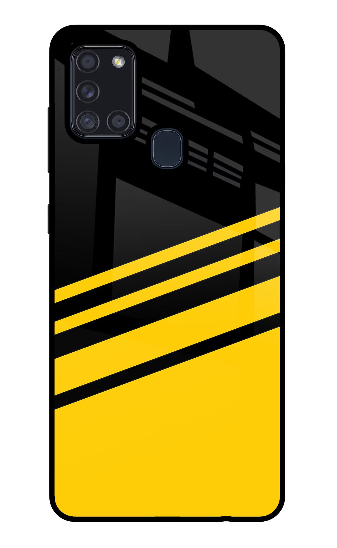Yellow Shades Samsung A21s Back Cover - Yellow Shades Samsung A21s Glass Case Back Cover by Casekaro Yellow Shades Samsung A21s Glass Case Back Cover by Casekaro