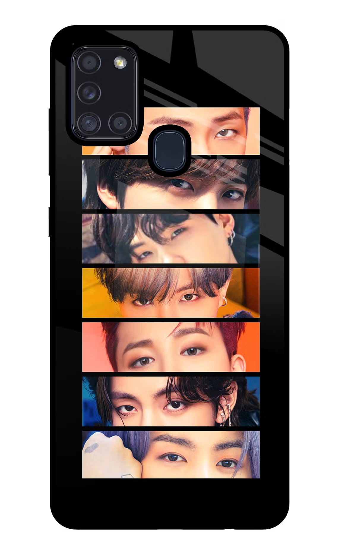 BTS Eyes Samsung A21s Back Cover - BTS Eyes Samsung A21s Glass Case Back Cover by Casekaro BTS Eyes Samsung A21s Glass Case Back Cover by Casekaro
