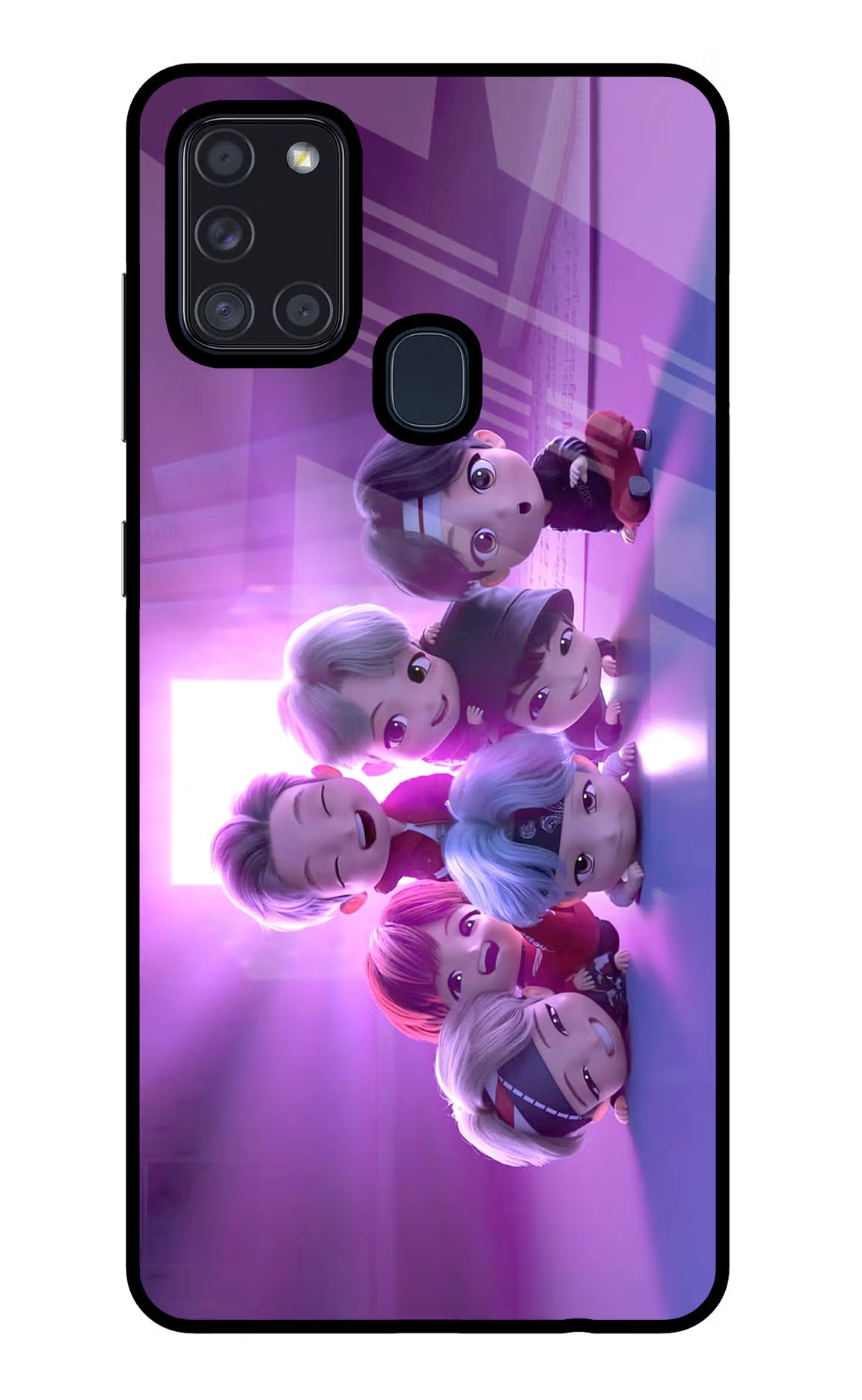 BTS Chibi Samsung A21s Back Cover - BTS Chibi Samsung A21s Glass Case Back Cover by Casekaro BTS Chibi Samsung A21s Glass Case Back Cover by Casekaro