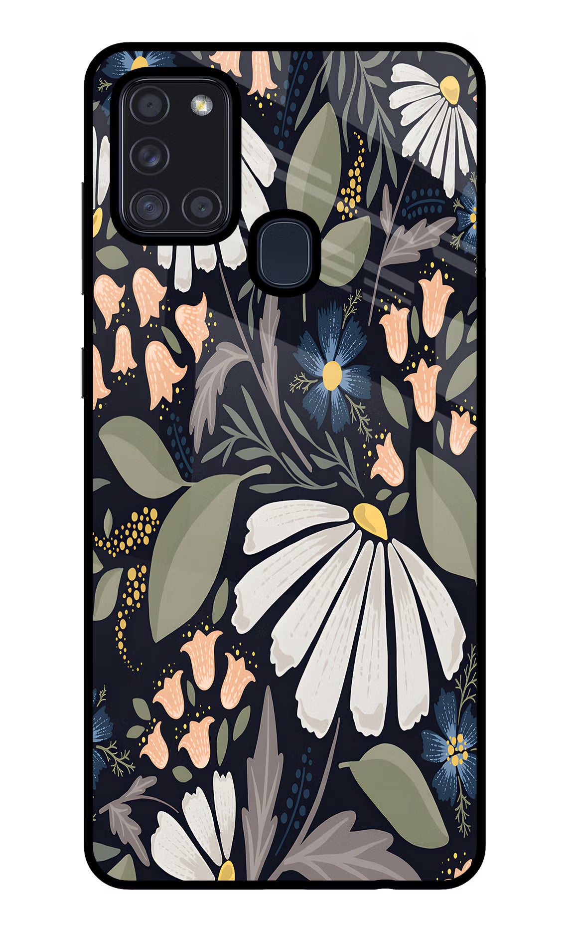 Flowers Art Samsung A21s Back Cover - Flowers Art Samsung A21s Glass Case Back Cover by Casekaro Flowers Art Samsung A21s Glass Case Back Cover by Casekaro