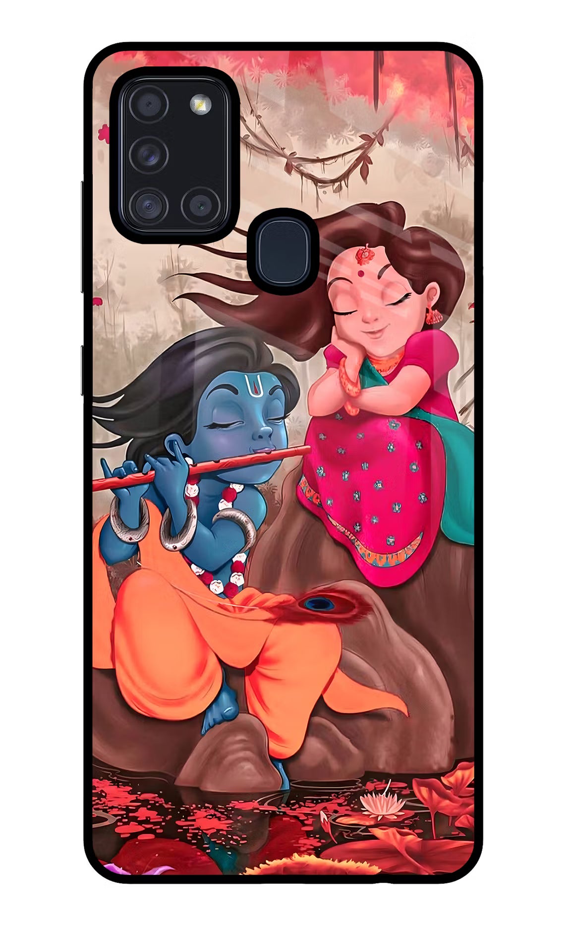 Radhe Krishna Samsung A21s Back Cover - Radhe Krishna Samsung A21s Glass Case Back Cover by Casekaro Radhe Krishna Samsung A21s Glass Case Back Cover by Casekaro