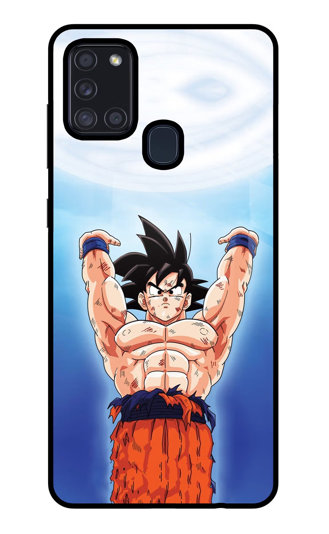 Goku Power Samsung A21s Back Cover - Goku Power Samsung A21s Glass Case Back Cover by Casekaro Goku Power Samsung A21s Glass Case Back Cover by Casekaro