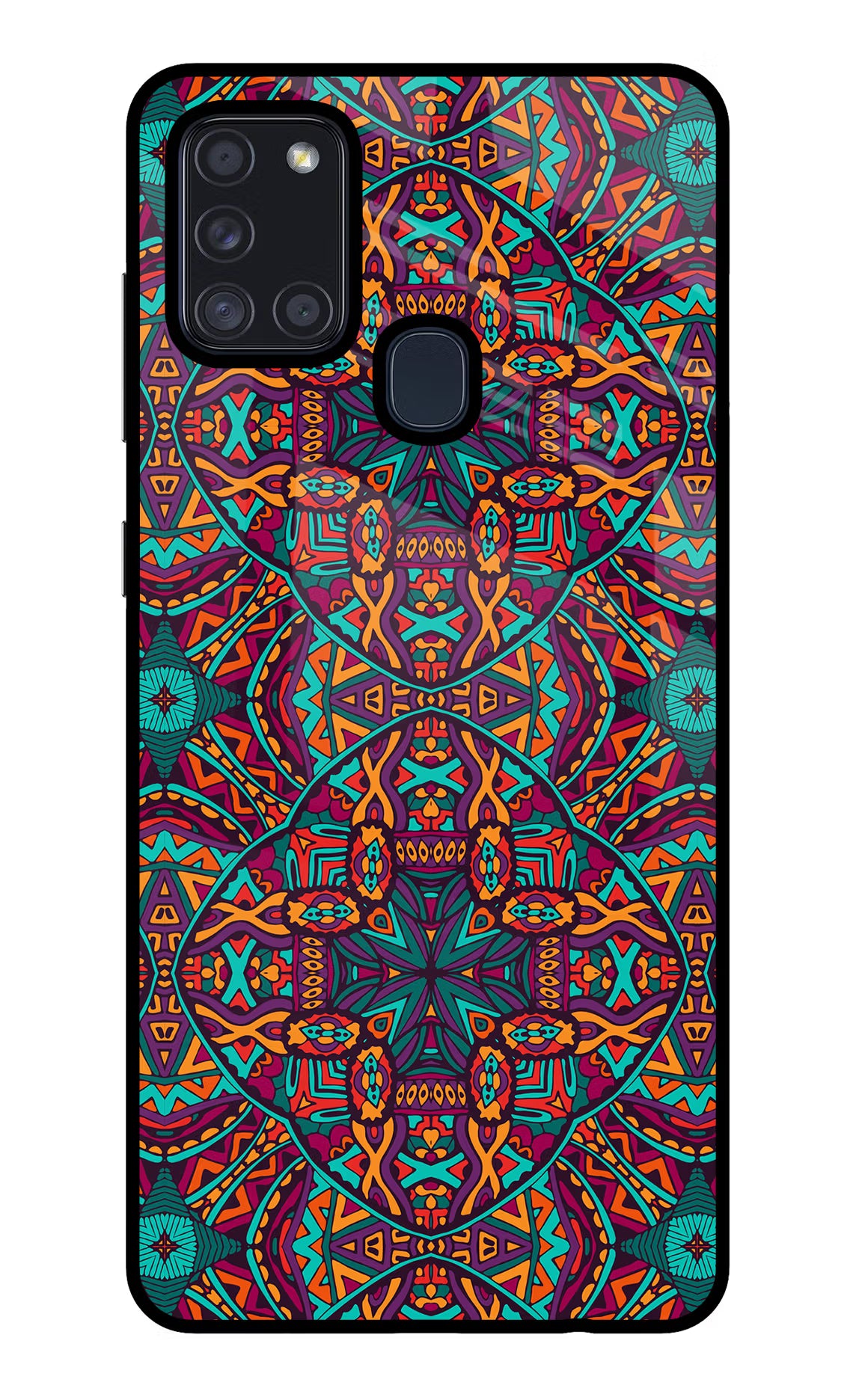 Colour Mandala Samsung A21s Back Cover - Colour Mandala Samsung A21s Glass Case Back Cover by Casekaro Colour Mandala Samsung A21s Glass Case Back Cover by Casekaro