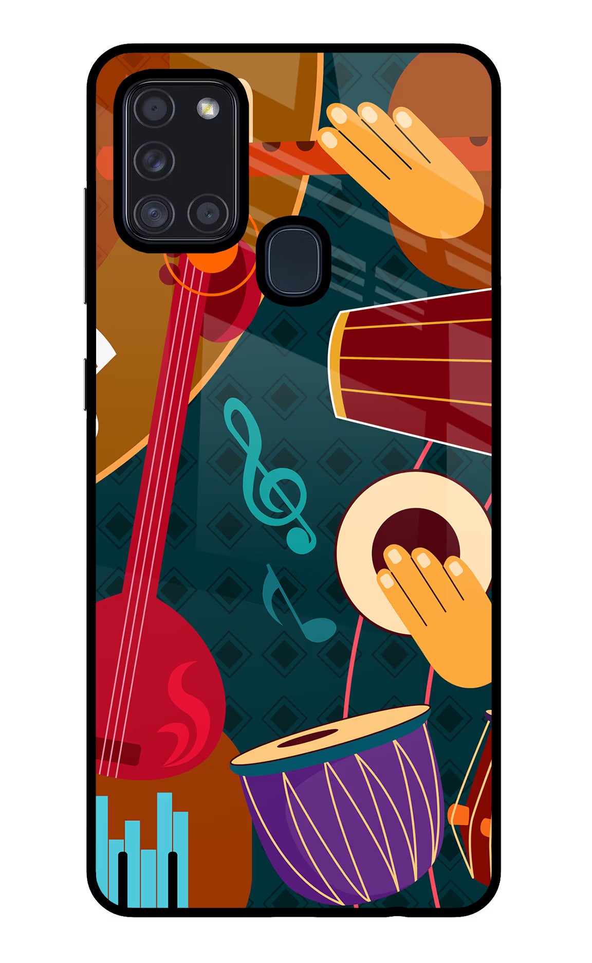 Music Instrument Samsung A21s Back Cover - Music Instrument Samsung A21s Glass Case Back Cover by Casekaro Music Instrument Samsung A21s Glass Case Back Cover by Casekaro