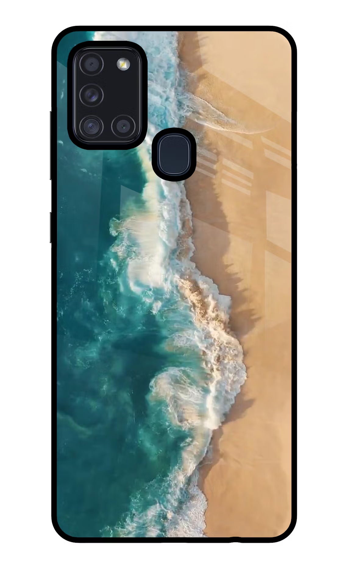 Ocean Beach Samsung A21s Back Cover - Ocean Beach Samsung A21s Glass Case Back Cover by Casekaro Ocean Beach Samsung A21s Glass Case Back Cover by Casekaro