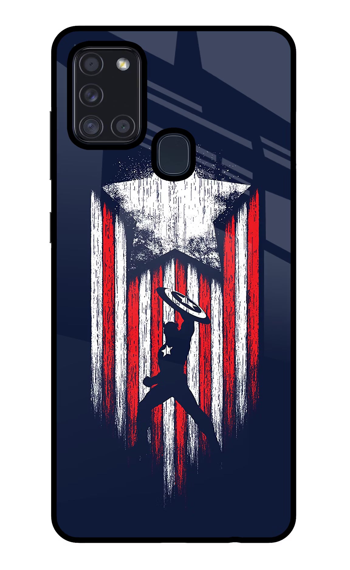 Captain America Marvel Art Samsung A21s Back Cover - Captain America Marvel Art Samsung A21s Glass Case Back Cover by Casekaro Captain America Marvel Art Samsung A21s Glass Case Back Cover by Casekaro