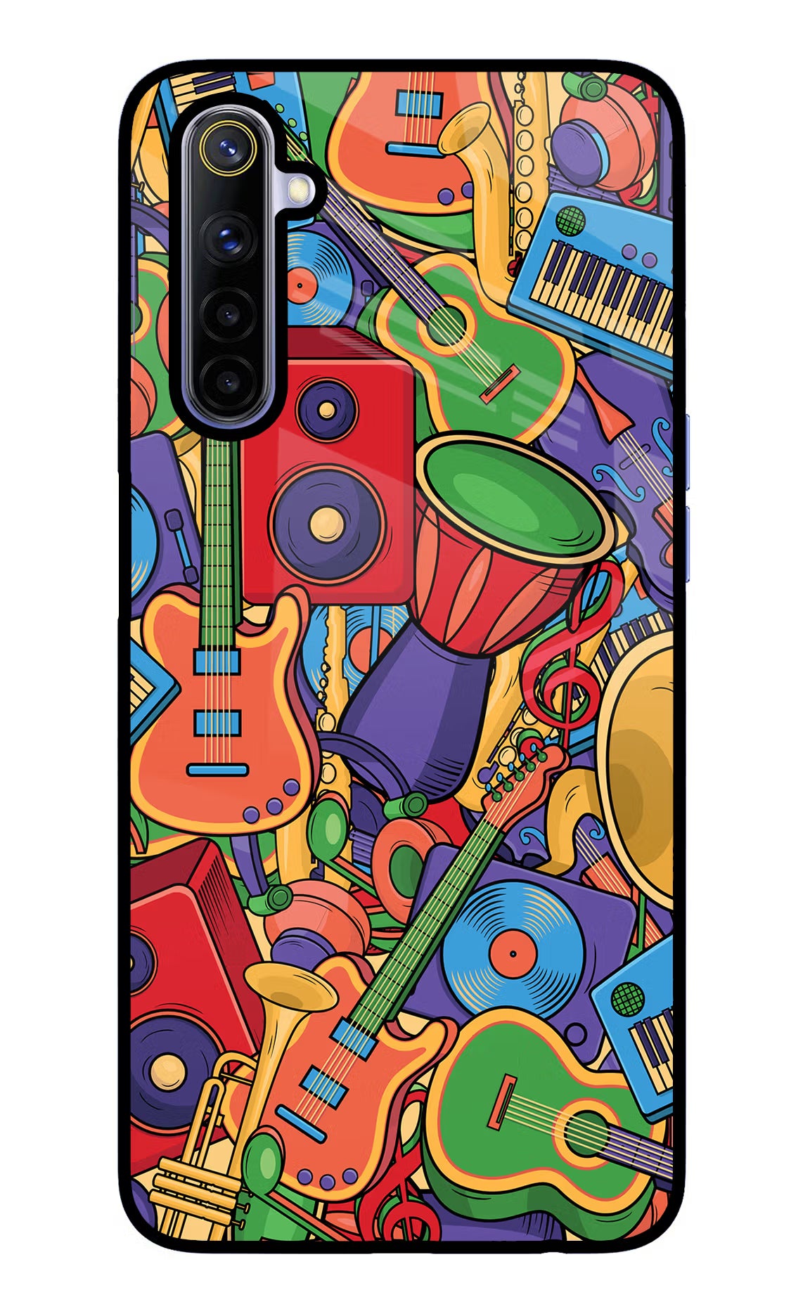 Music Instrument Doodle Realme 6/6i Glass Case - Music Instrument Doodle Realme 6/6i Glass Case Music Instrument Doodle Realme 6/6i Glass Case