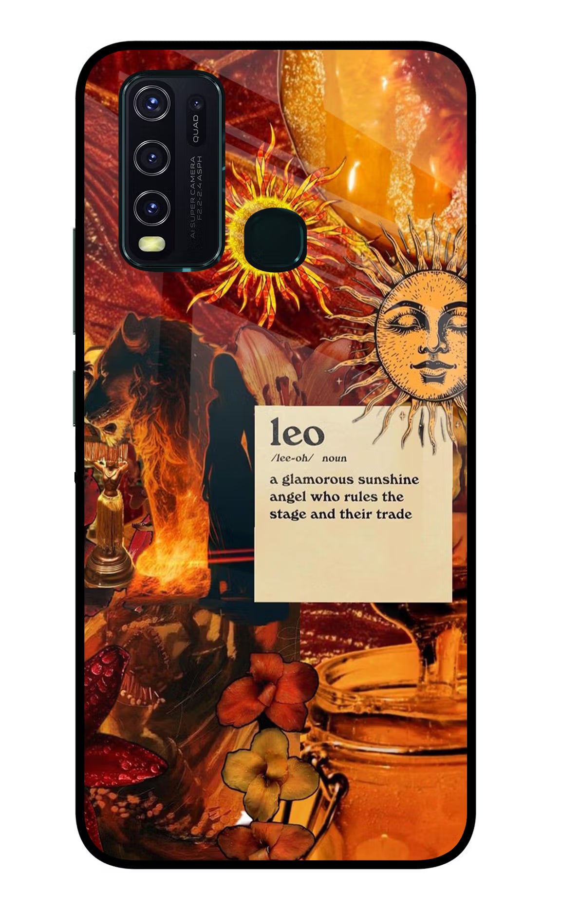 Leo Zodiac Vivo Y30/Y50 Glass Case - Leo Zodiac Vivo Y30/Y50 Glass Case Leo Zodiac Vivo Y30/Y50 Glass Case
