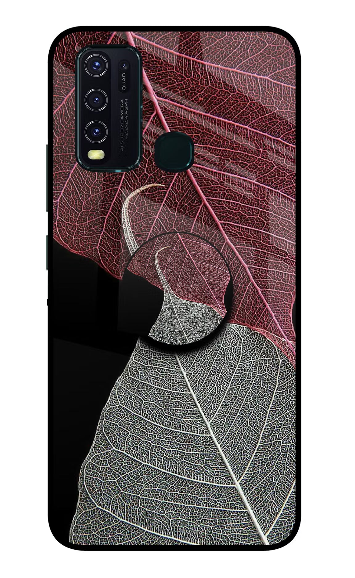 Leaf Pattern Vivo Y30/Y50 Glass Case - Leaf Pattern Vivo Y30/Y50 Glass Case Leaf Pattern Vivo Y30/Y50 Glass Case